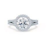 Round Halo & Pave Split Shank Lab Grown Diamond Engagement Ring
