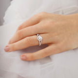 Round Halo & Pave Split Shank Lab Grown Diamond Engagement Ring
