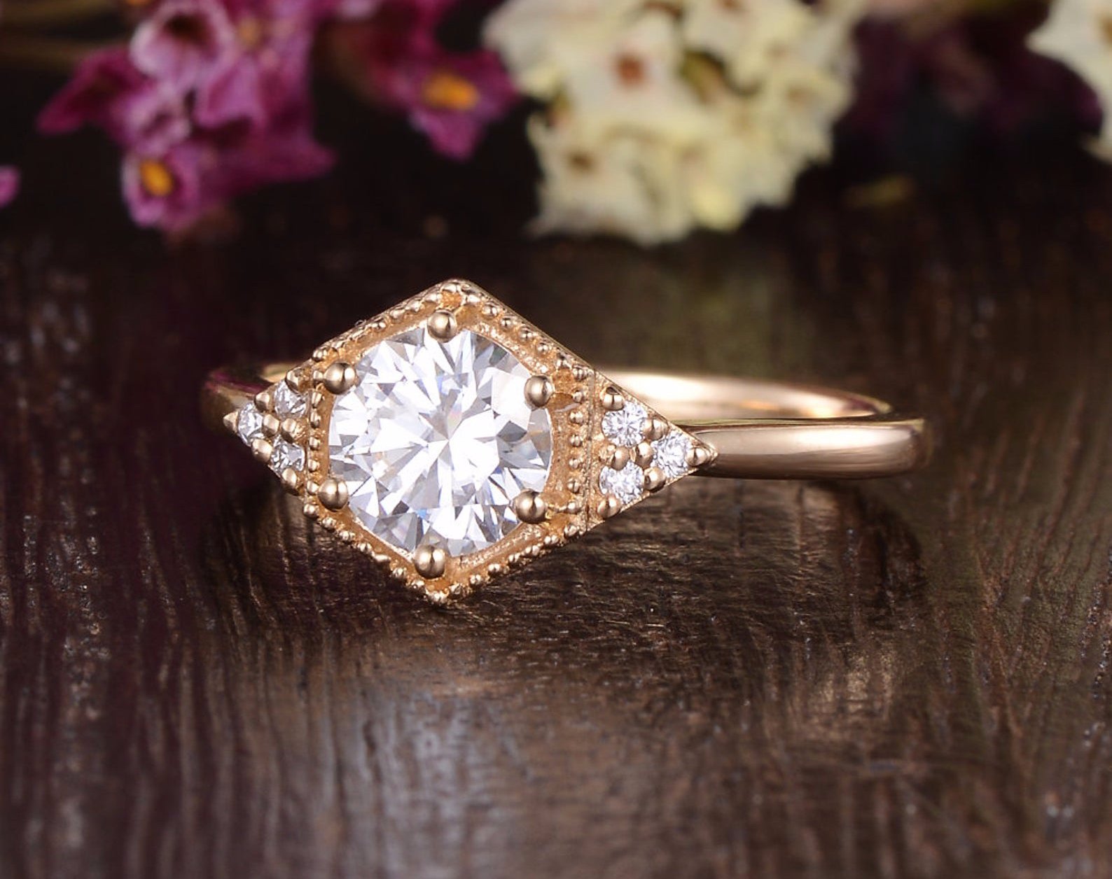 Round Cluster Lab Grown Diamond Engagement Ring