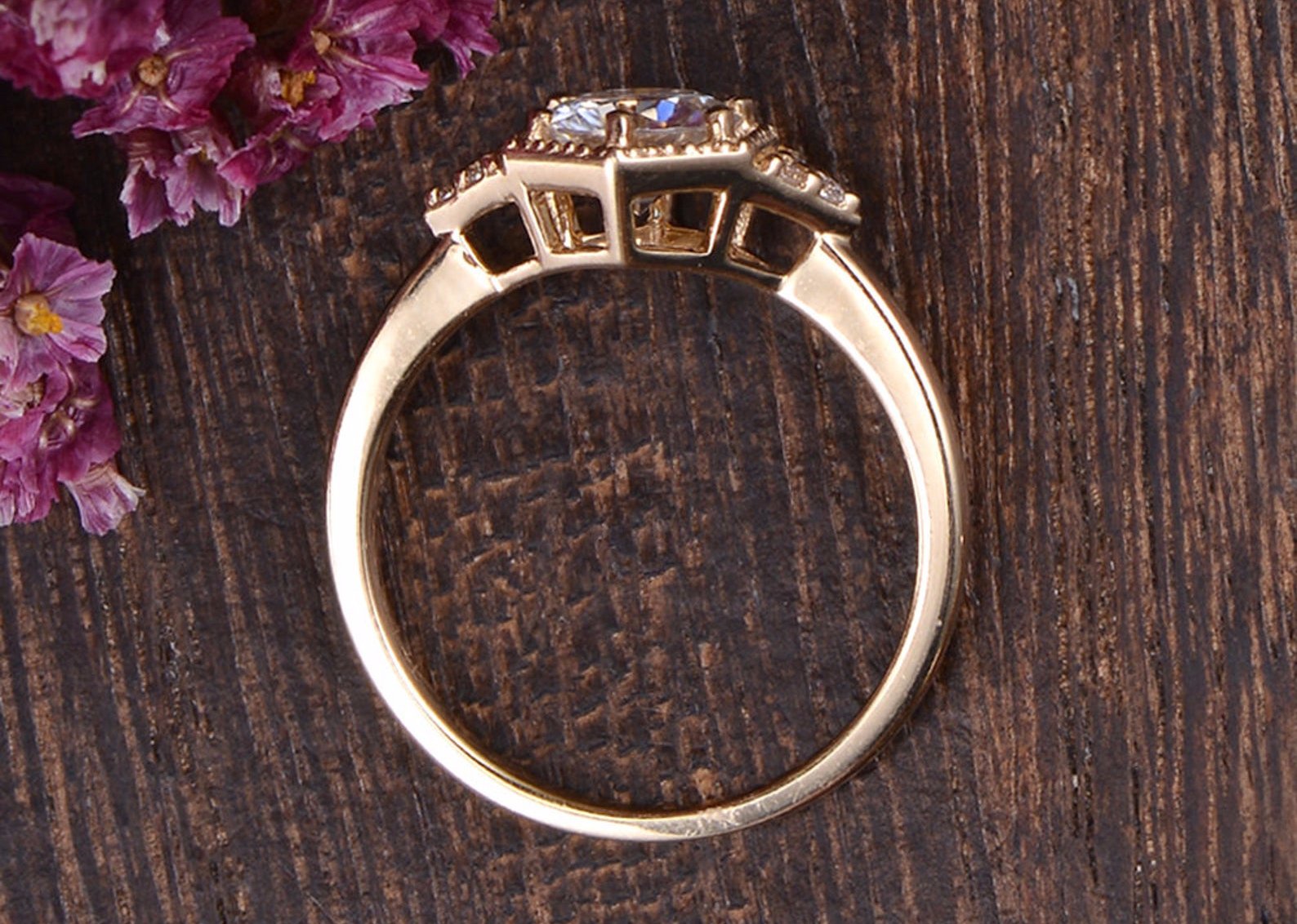 Round Cluster Lab Grown Diamond Engagement Ring