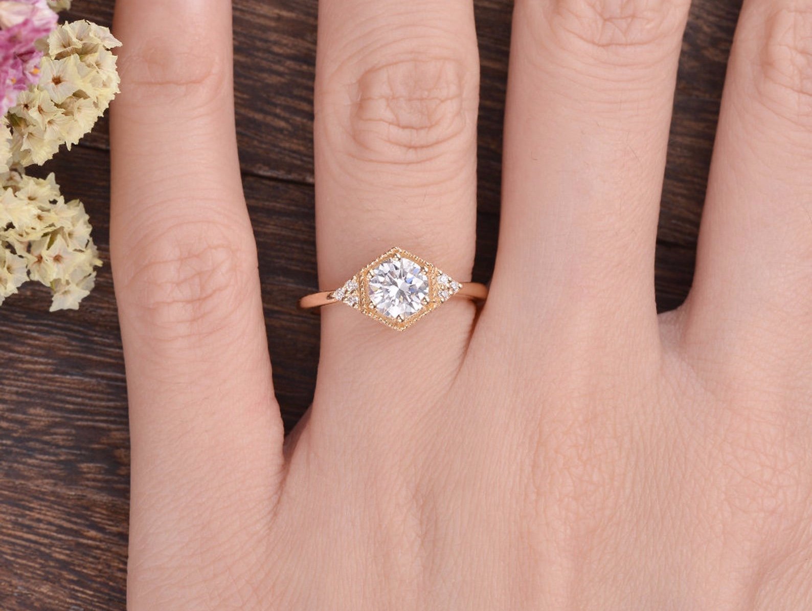 Round Cluster Lab Grown Diamond Engagement Ring