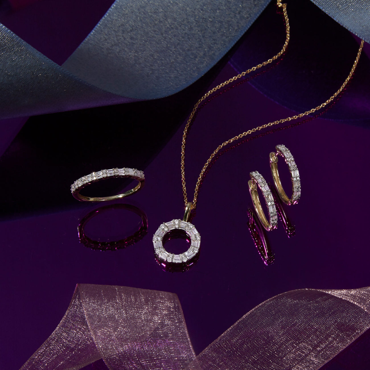 0.45 Carats Baguette & Round Shape Moissanite Necklace 2