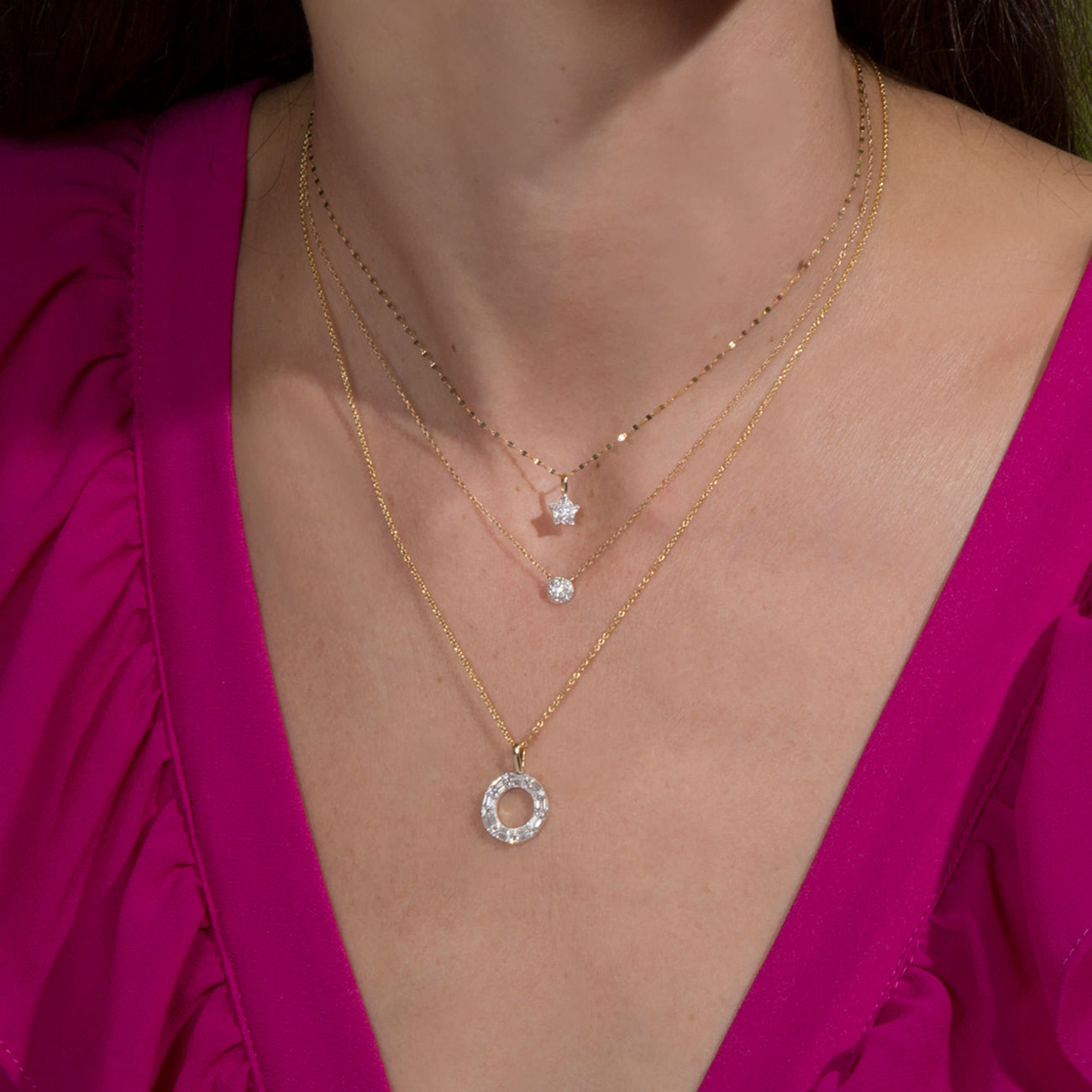 0.45 Carats Baguette & Round Shape Moissanite Necklace 4