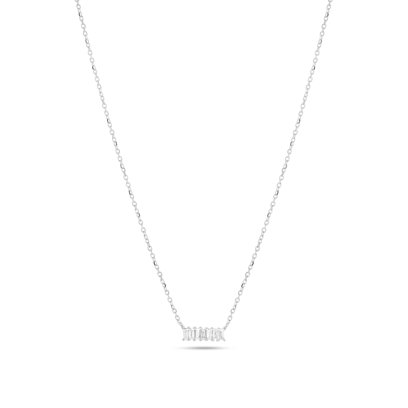 0.15 Carats Baguette Shape Moissanite Line Necklace 4