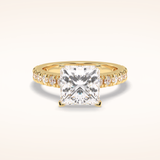 4 CT Princess Shaped Pave Moissanite Engagement Ring