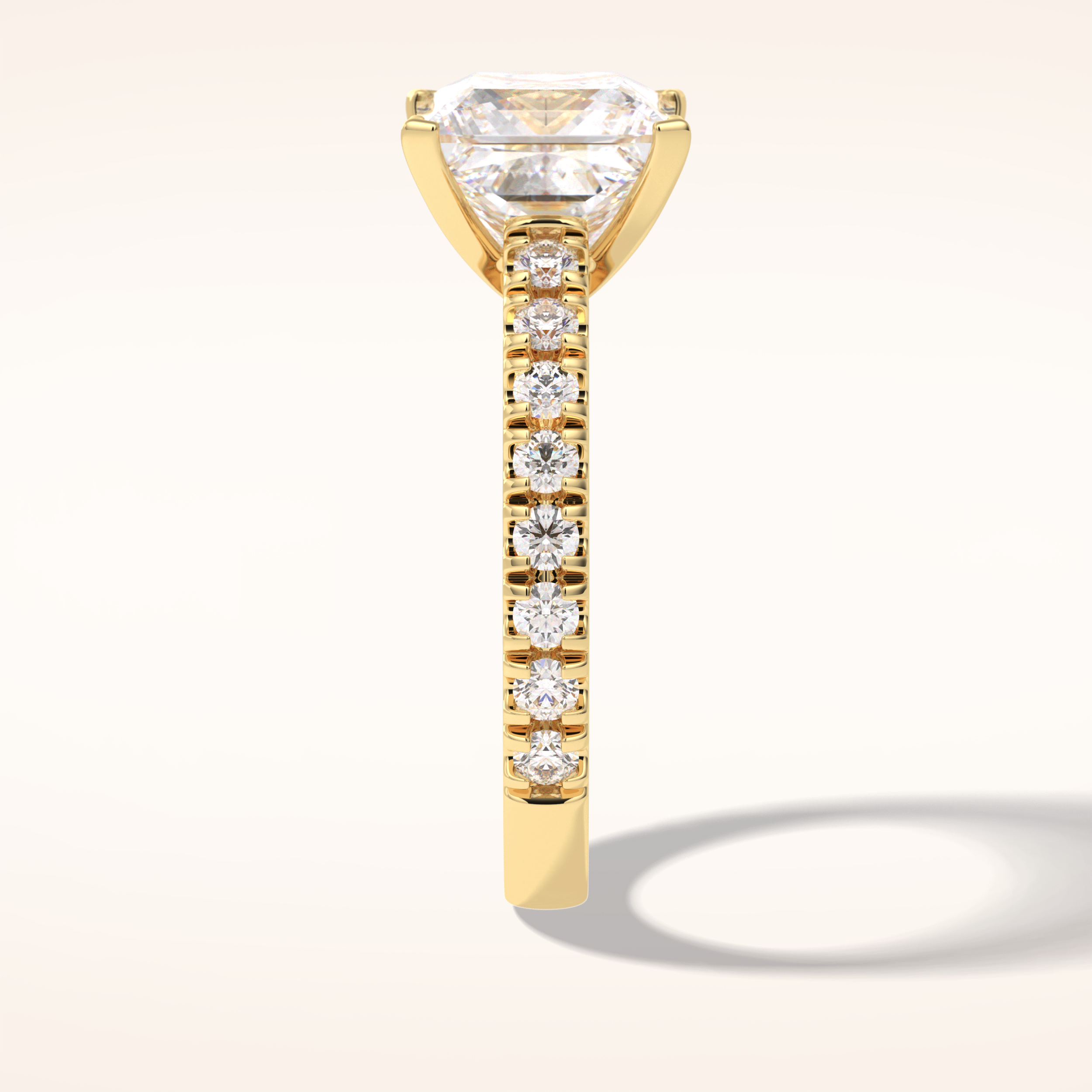 4 CT Princess Shaped Pave Moissanite Engagement Ring