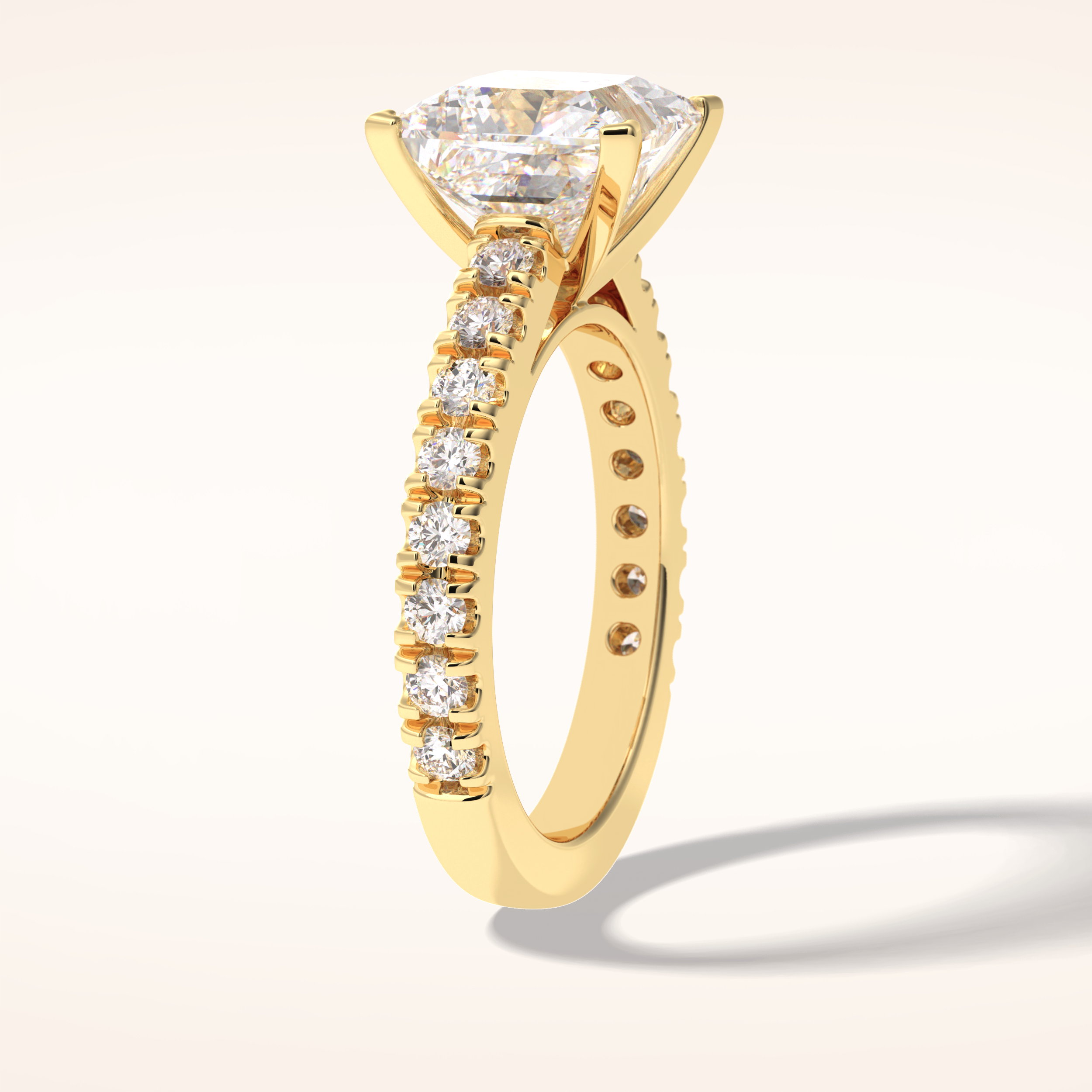 4 CT Princess Shaped Pave Moissanite Engagement Ring