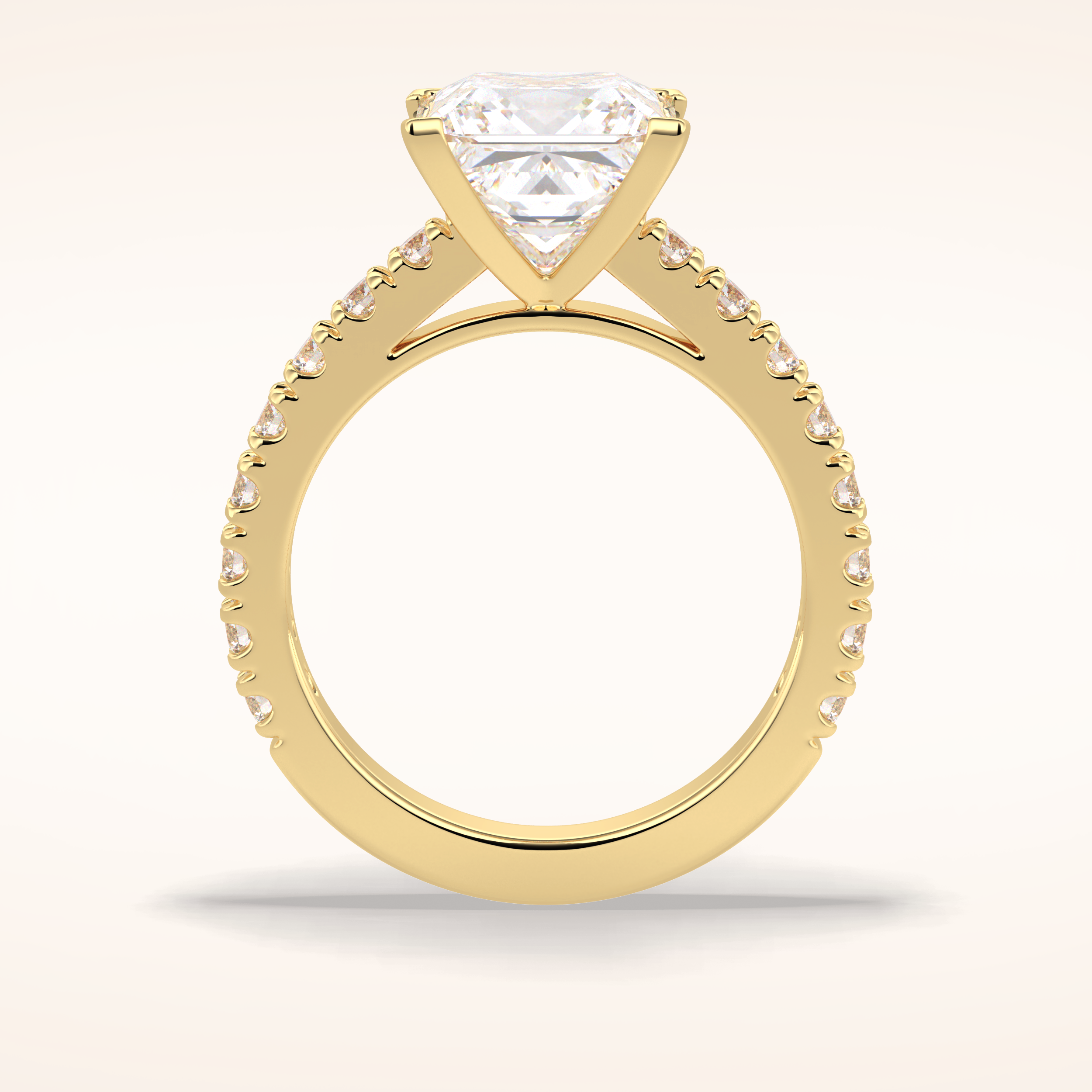 4 CT Princess Shaped Pave Moissanite Engagement Ring