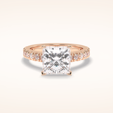 4 CT Princess Shaped Pave Moissanite Engagement Ring