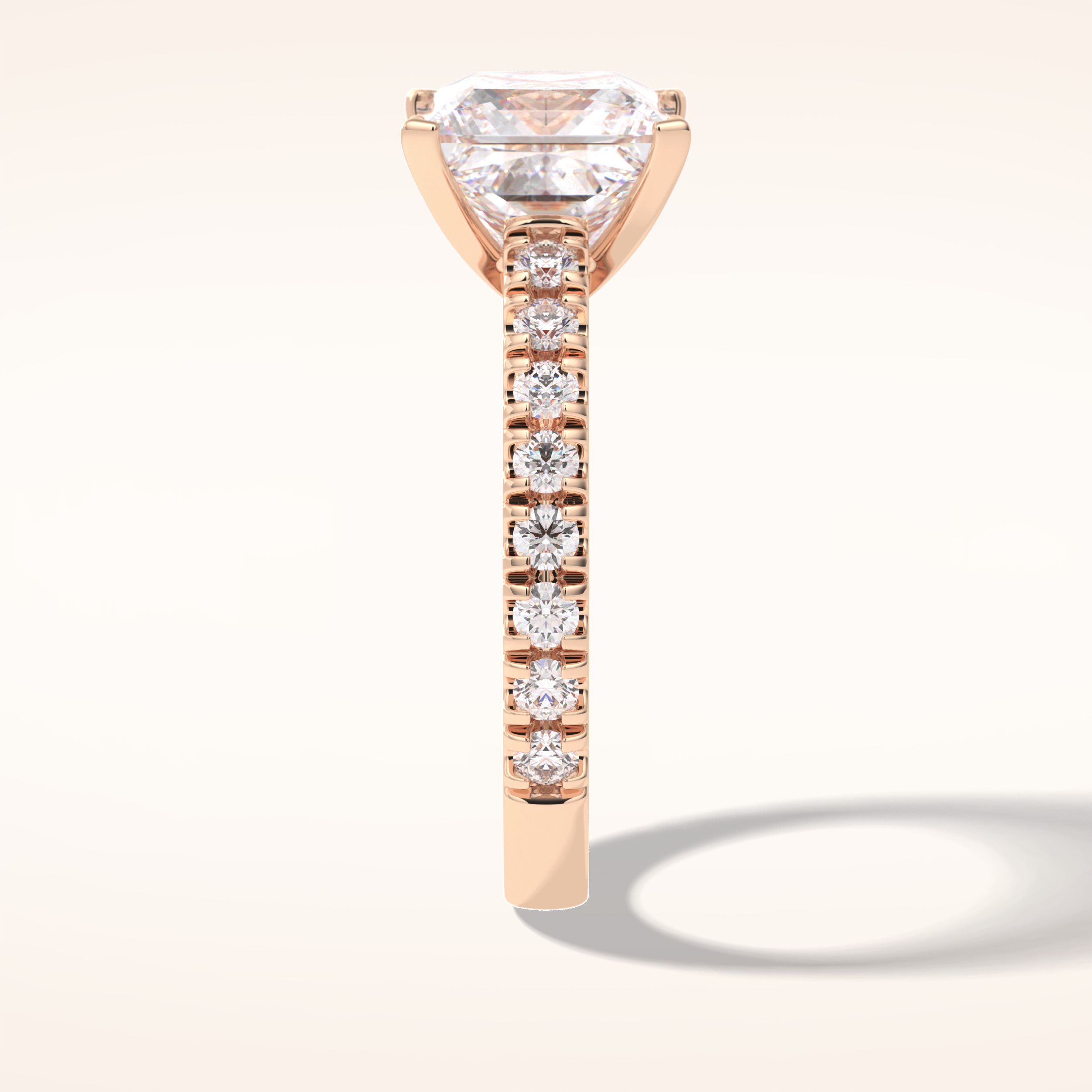 4 CT Princess Shaped Pave Moissanite Engagement Ring