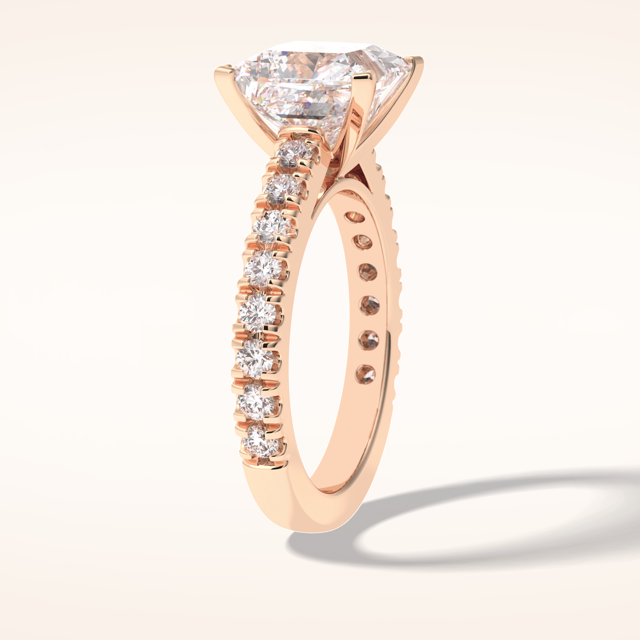 4 CT Princess Shaped Pave Moissanite Engagement Ring