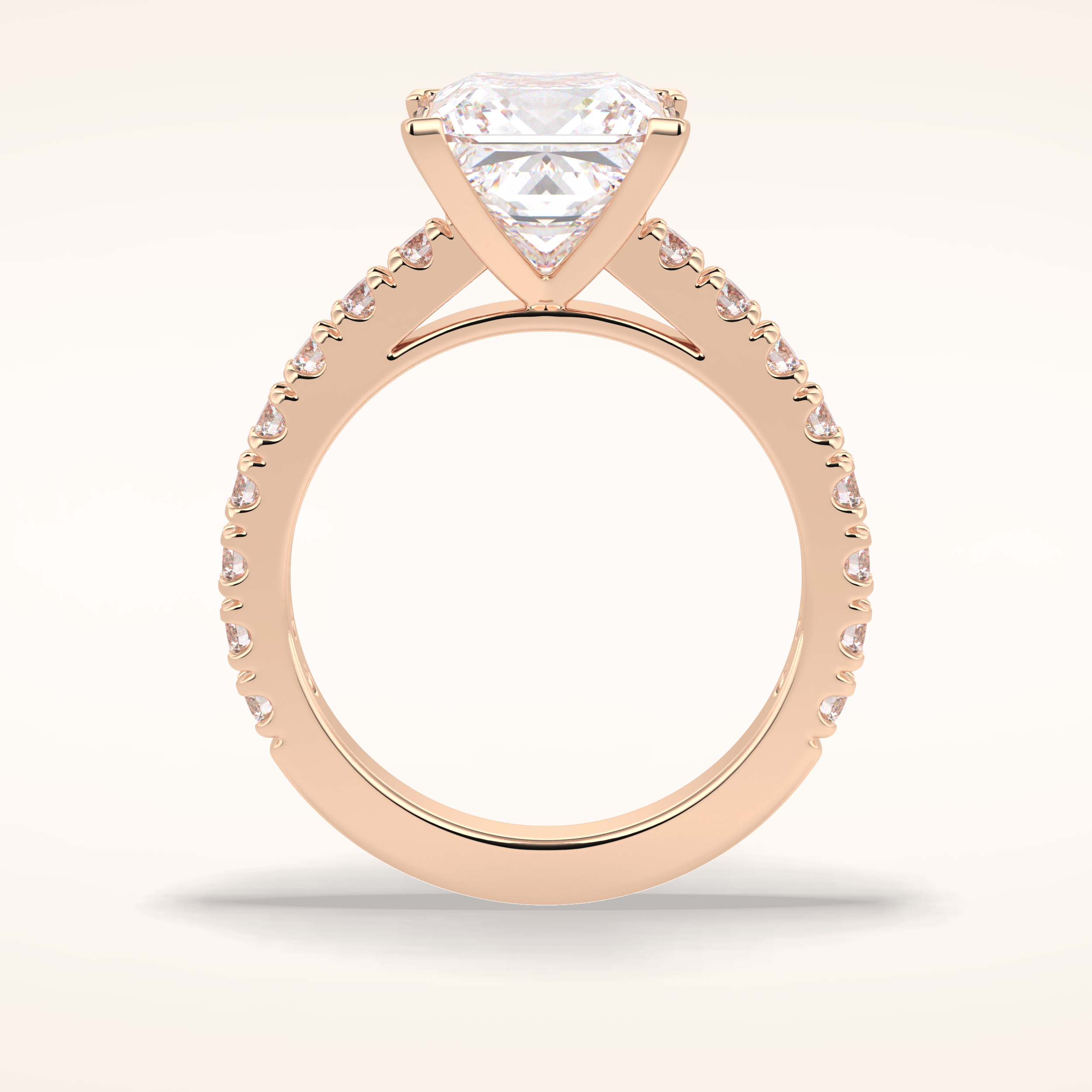 4 CT Princess Shaped Pave Moissanite Engagement Ring
