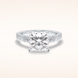 4 CT Princess Shaped Pave Moissanite Engagement Ring