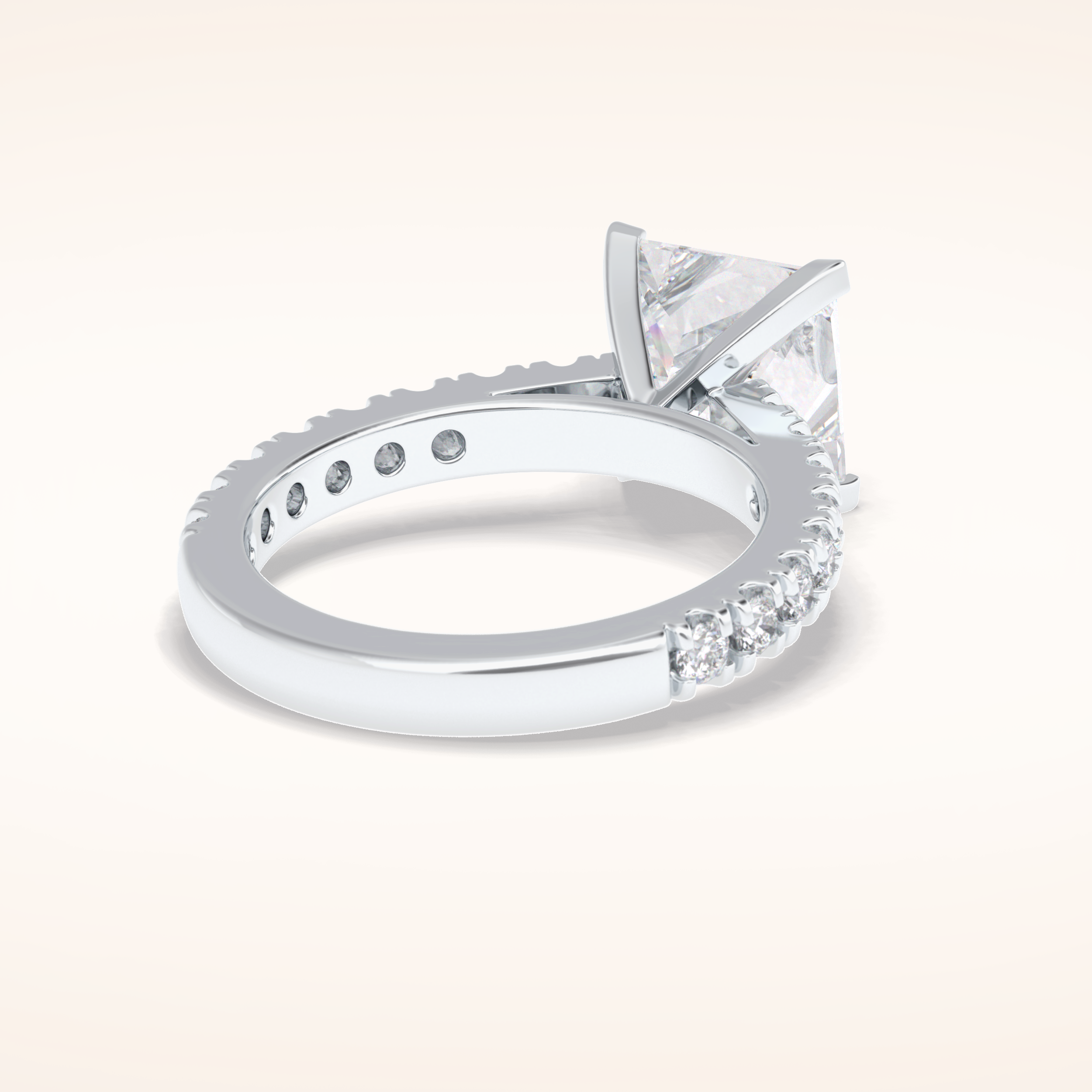 4 CT Princess Shaped Pave Moissanite Engagement Ring