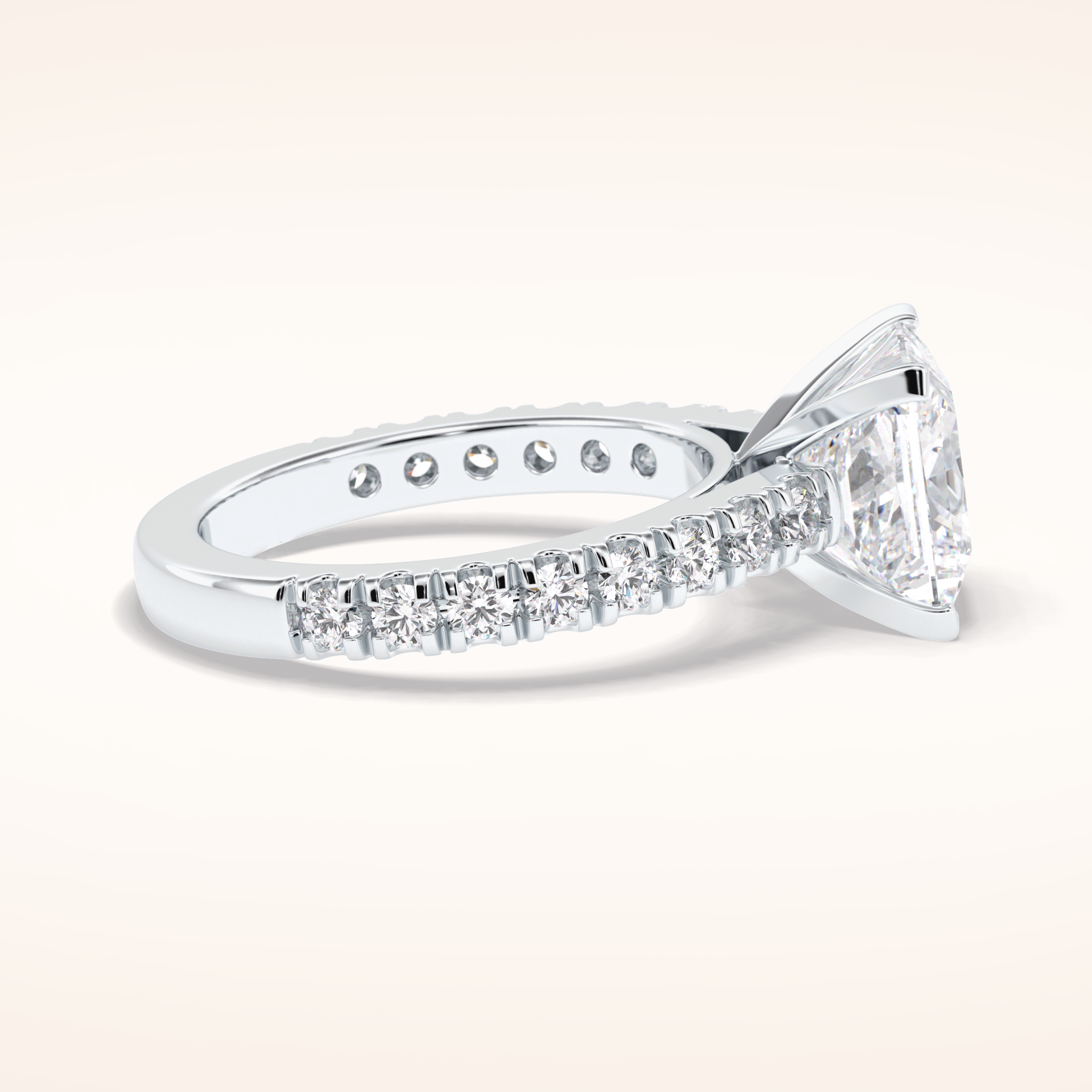 4 CT Princess Shaped Pave Moissanite Engagement Ring