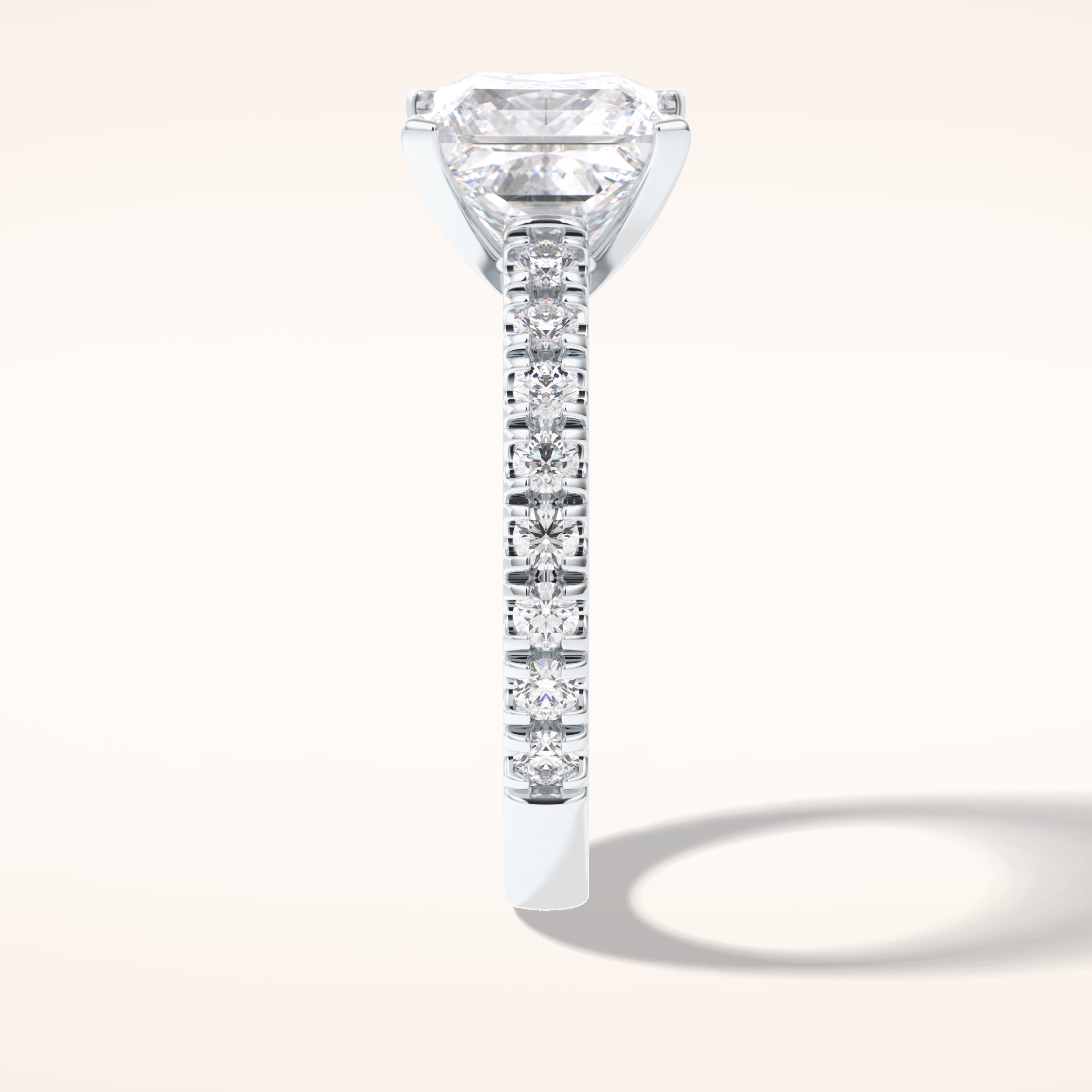 4 CT Princess Shaped Pave Moissanite Engagement Ring