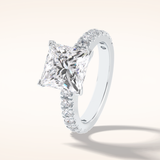 4 CT Princess Shaped Pave Moissanite Engagement Ring