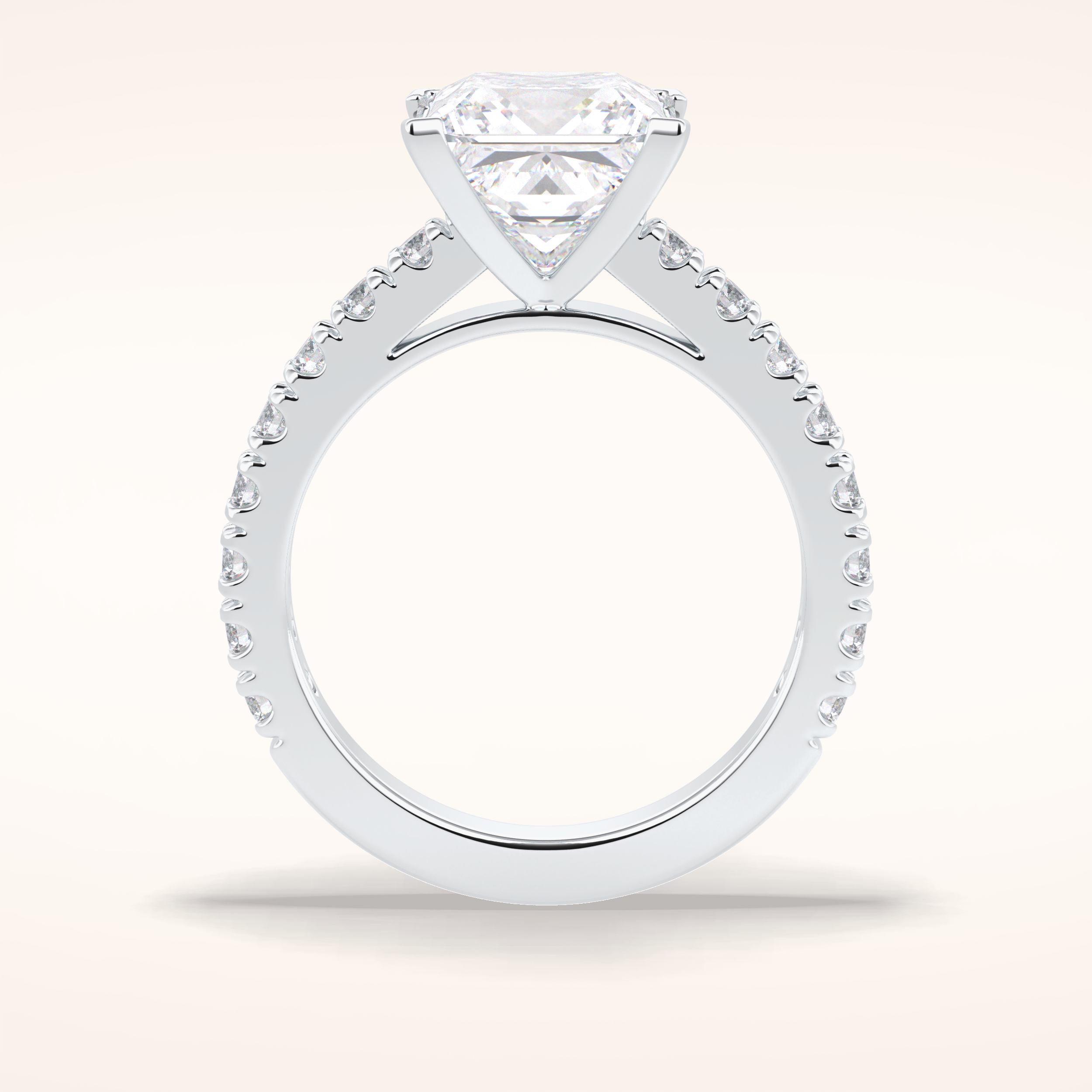 4 CT Princess Shaped Pave Moissanite Engagement Ring
