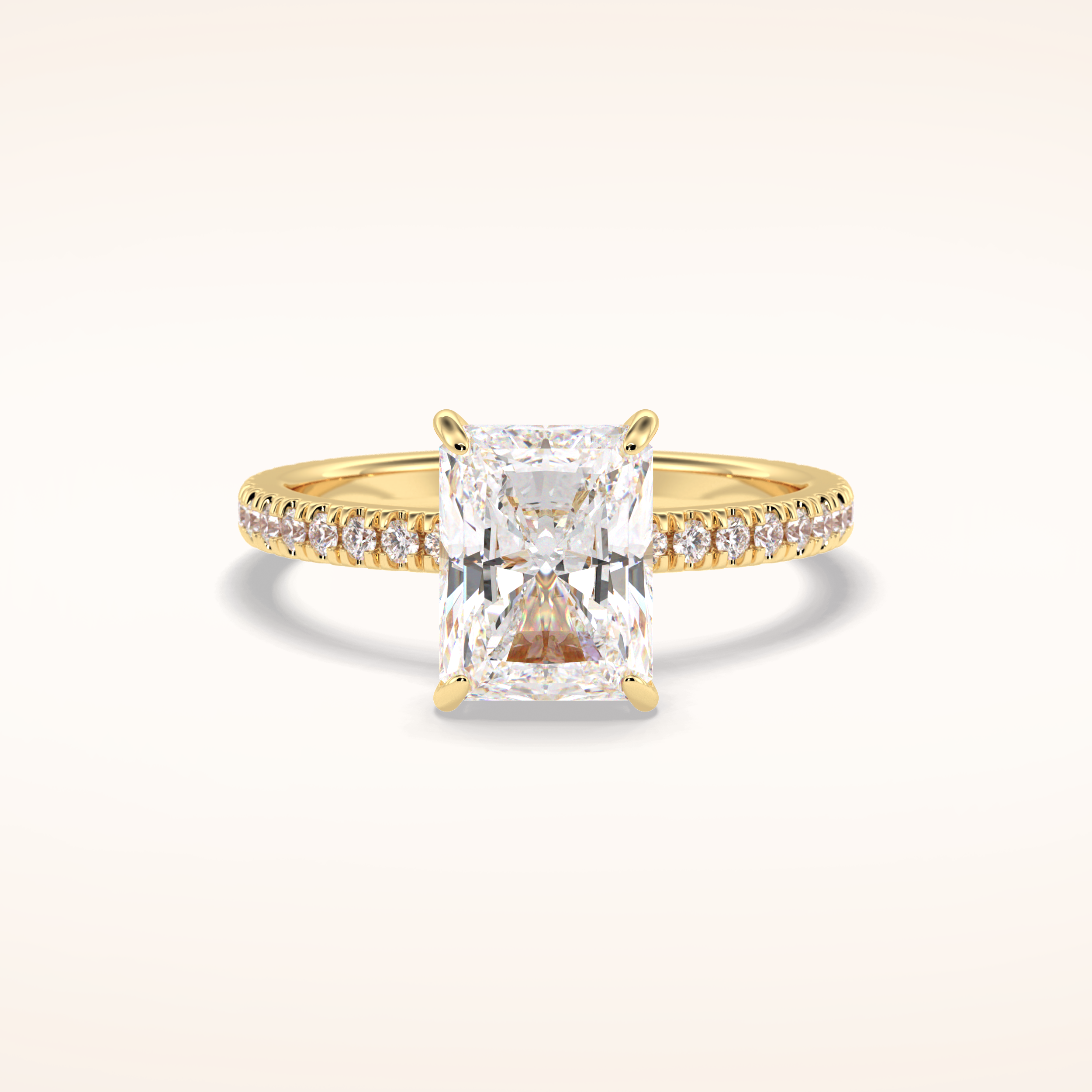 2.5 CT Radiant Shaped Pave Moissanite Engagement Ring