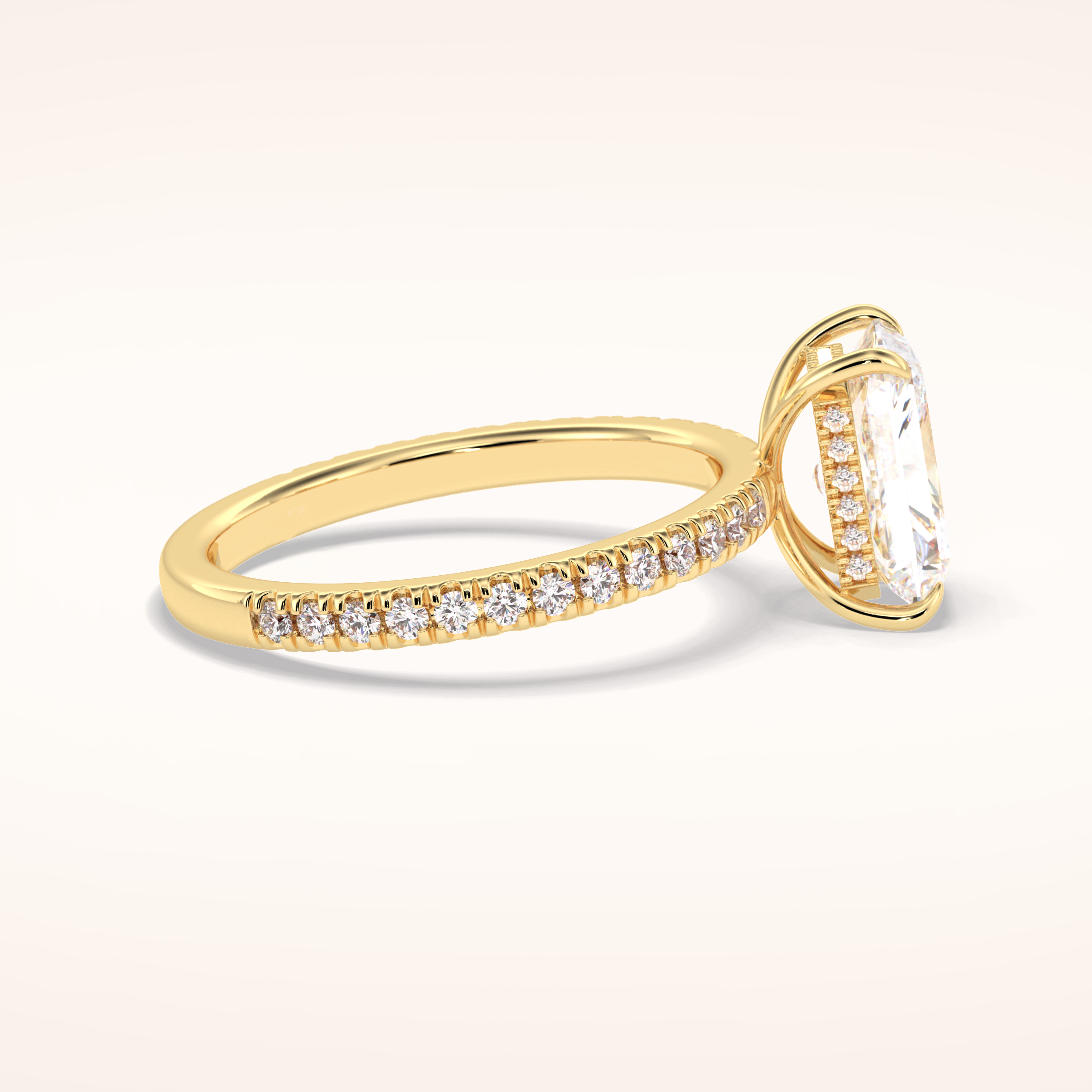 2.5 CT Radiant Shaped Pave Moissanite Engagement Ring