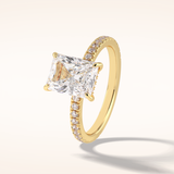 2.5 CT Radiant Shaped Pave Moissanite Engagement Ring