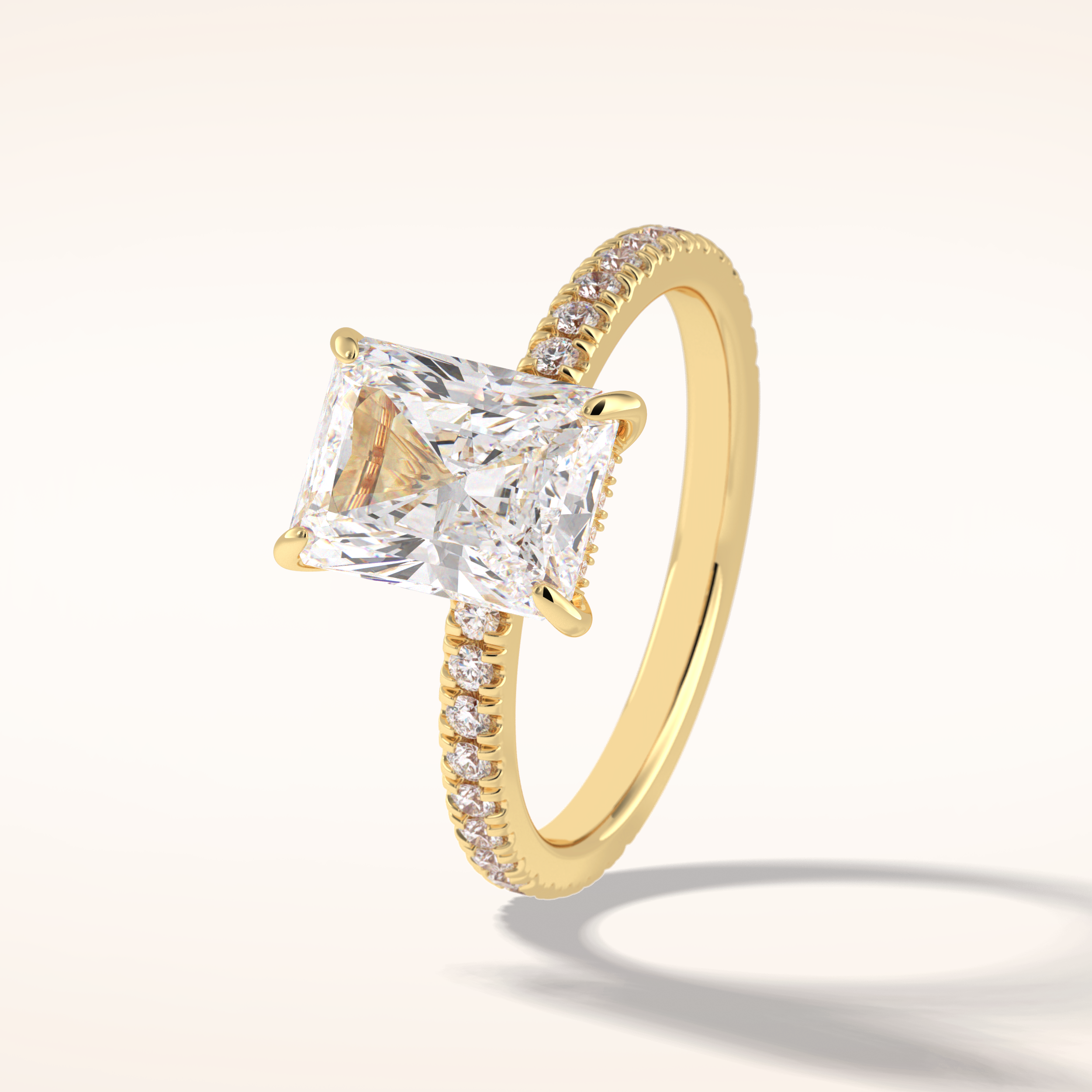 2.5 CT Radiant Shaped Pave Moissanite Engagement Ring