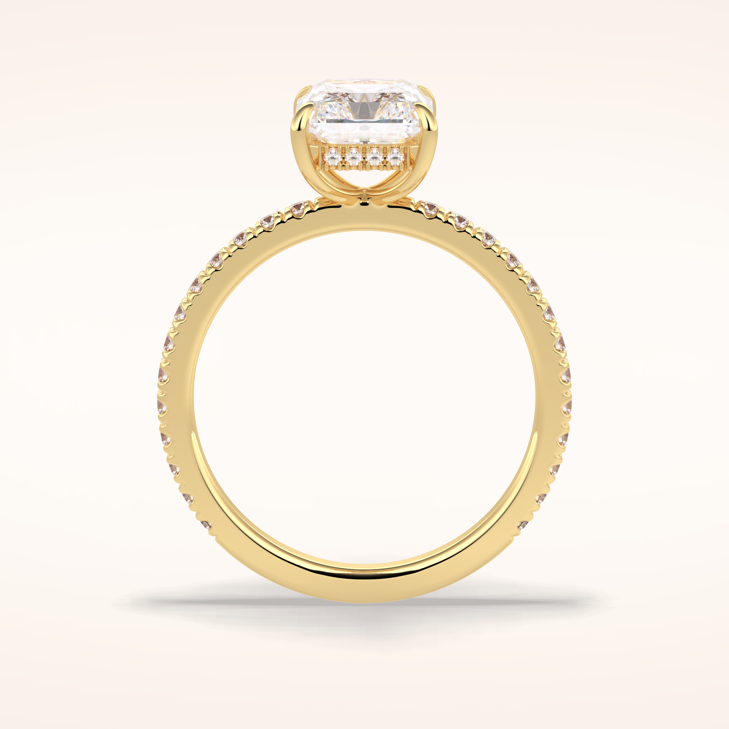 2.5 CT Radiant Shaped Pave Moissanite Engagement Ring