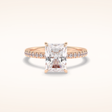 2.5 CT Radiant Shaped Pave Moissanite Engagement Ring