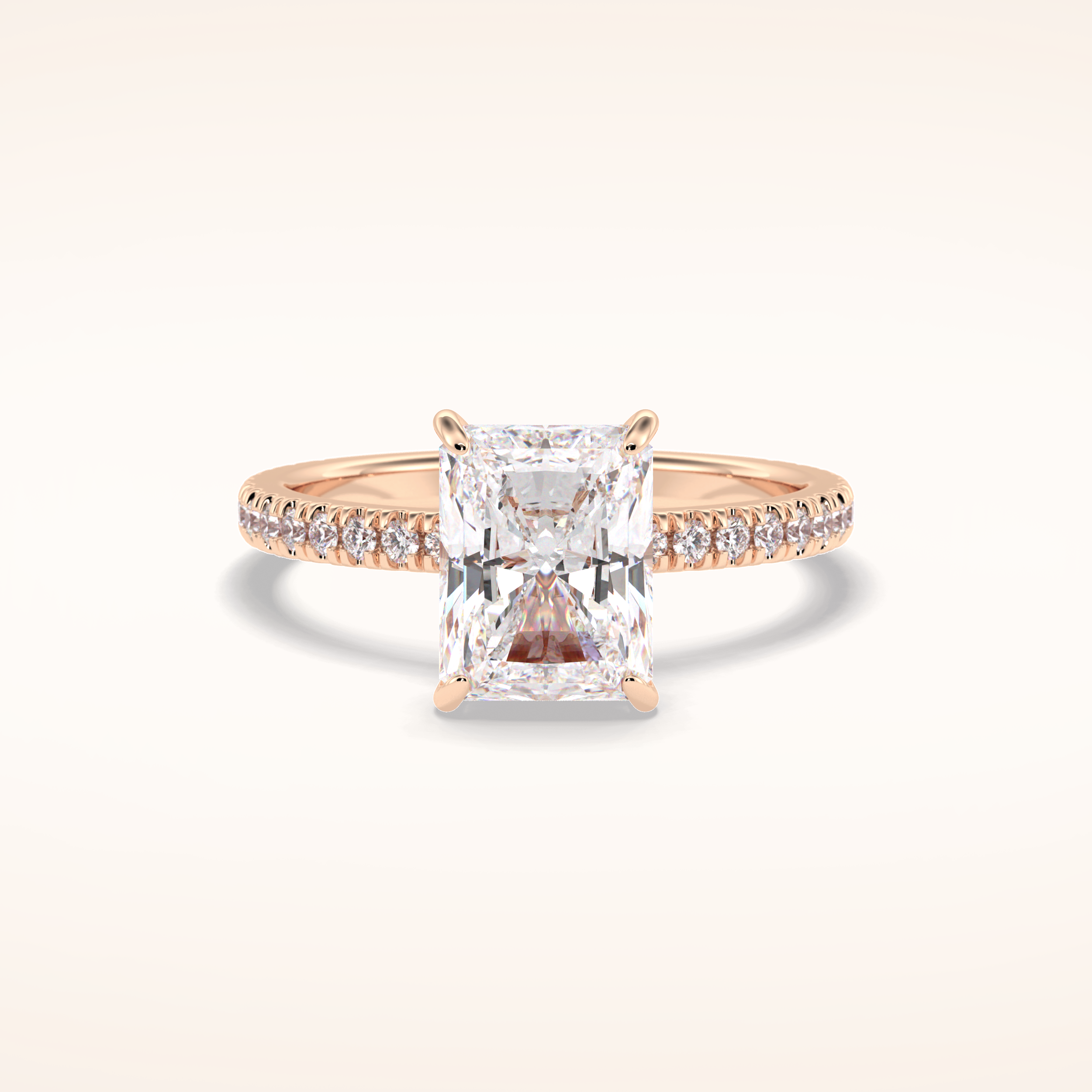 2.5 CT Radiant Shaped Pave Moissanite Engagement Ring