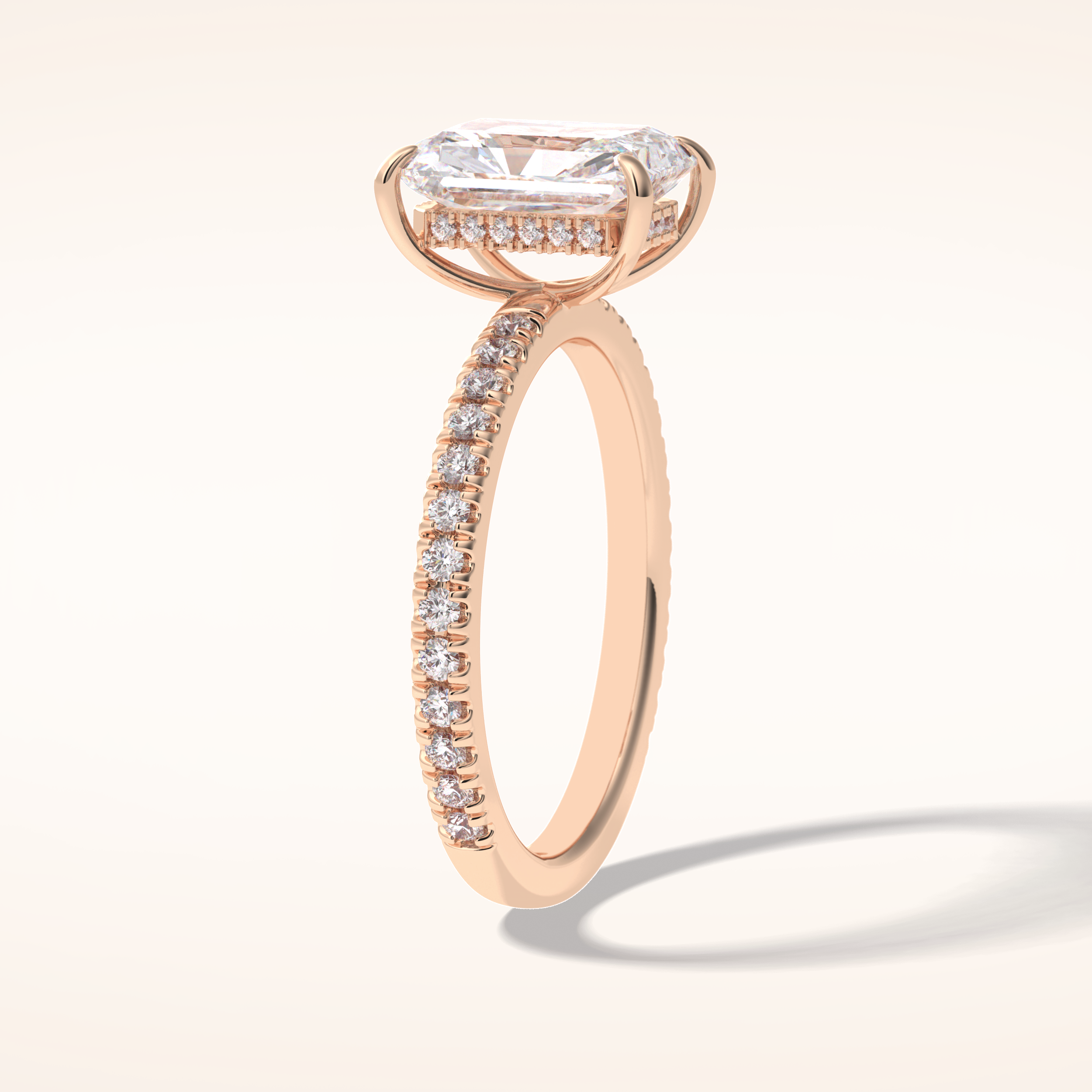2.5 CT Radiant Shaped Pave Moissanite Engagement Ring