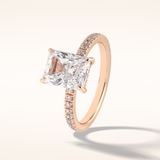 2.5 CT Radiant Shaped Pave Moissanite Engagement Ring