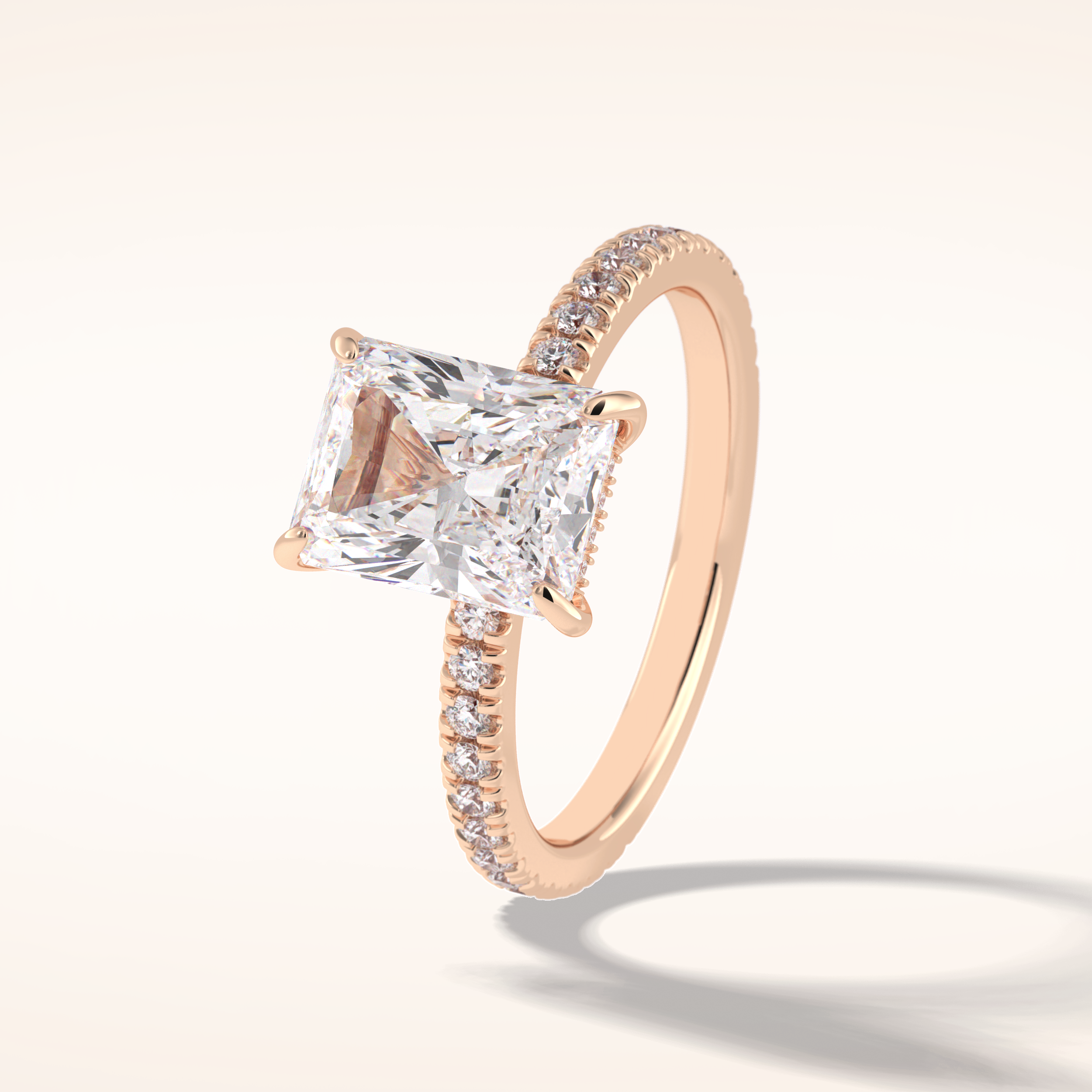 2.5 CT Radiant Shaped Pave Moissanite Engagement Ring
