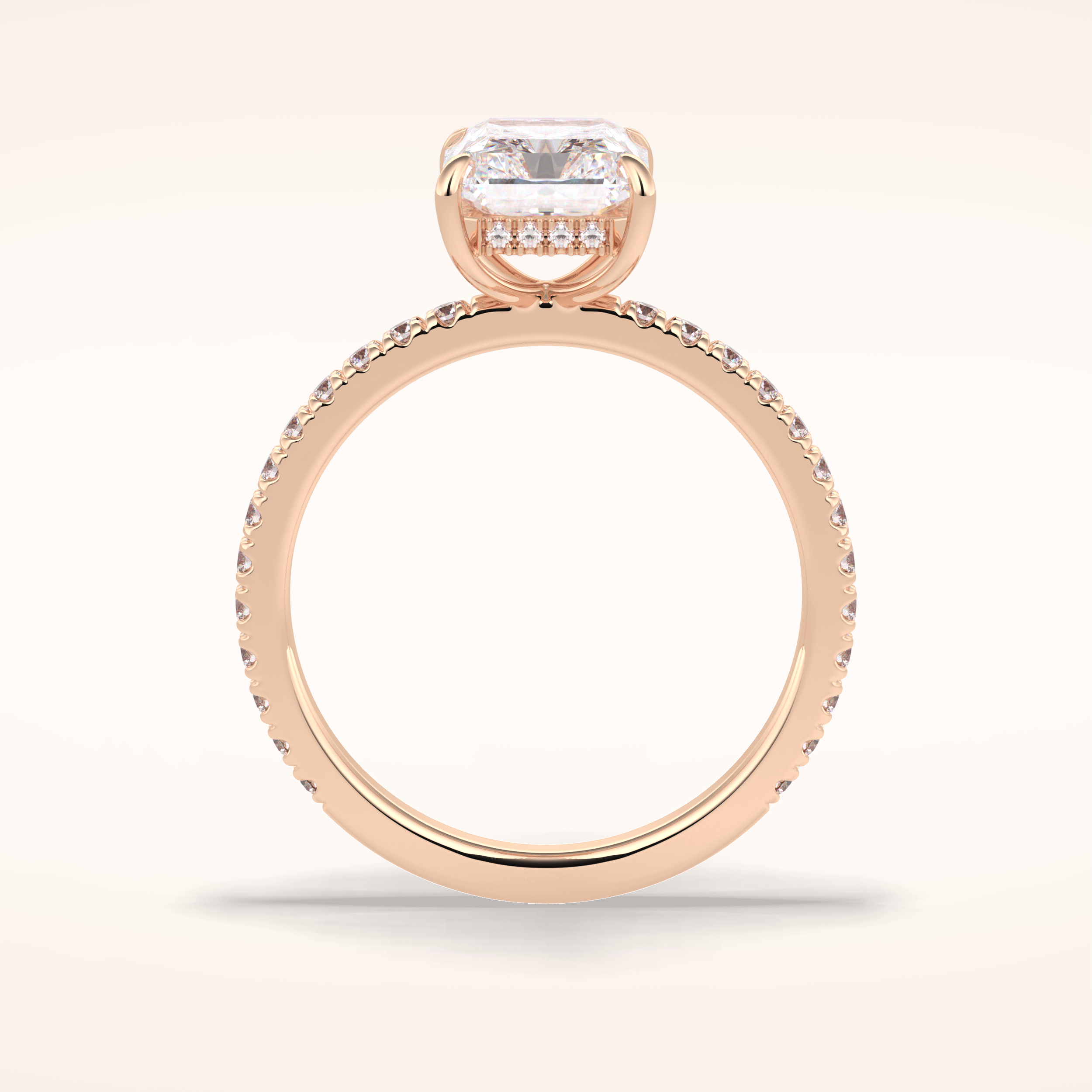 2.5 CT Radiant Shaped Pave Moissanite Engagement Ring