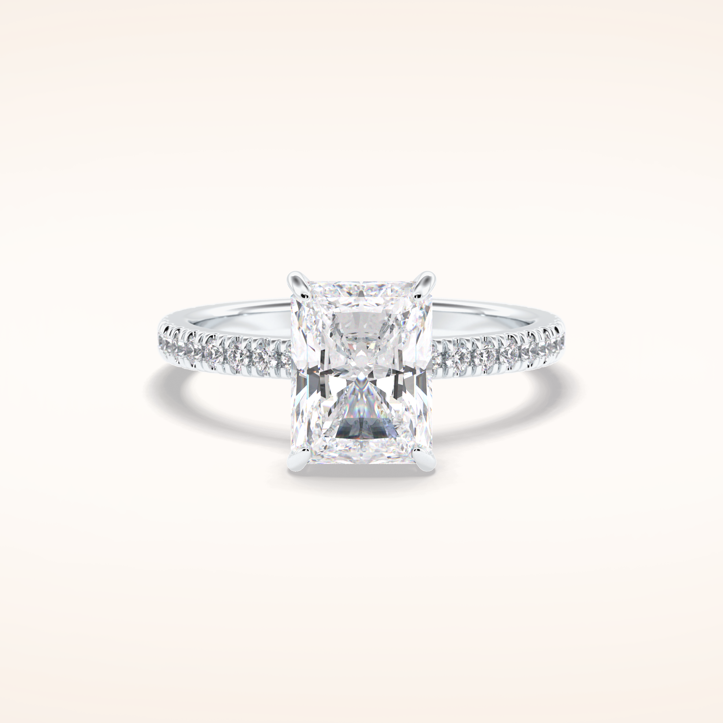 2.5 CT Radiant Shaped Pave Moissanite Engagement Ring