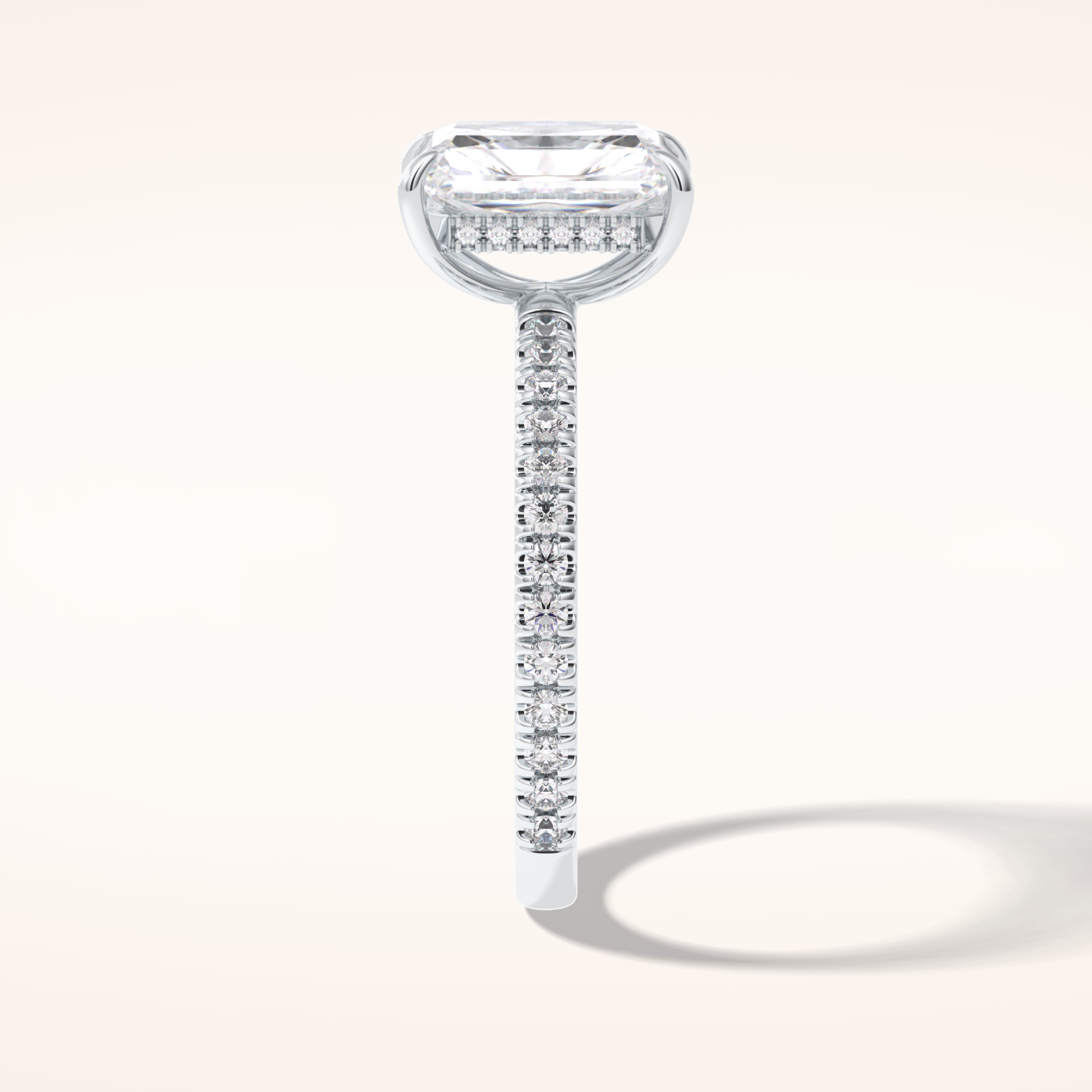 2.5 CT Radiant Shaped Pave Moissanite Engagement Ring