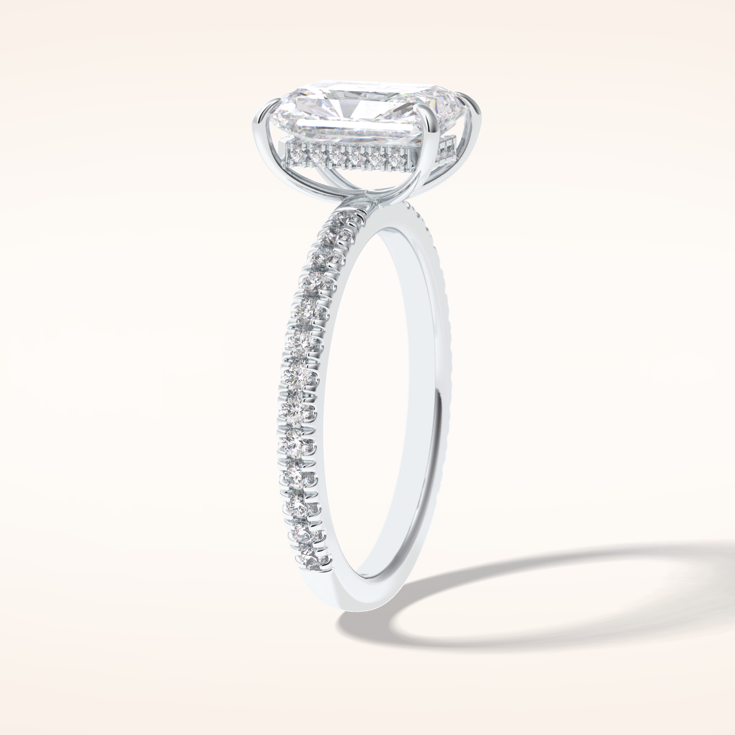 2.5 CT Radiant Shaped Pave Moissanite Engagement Ring