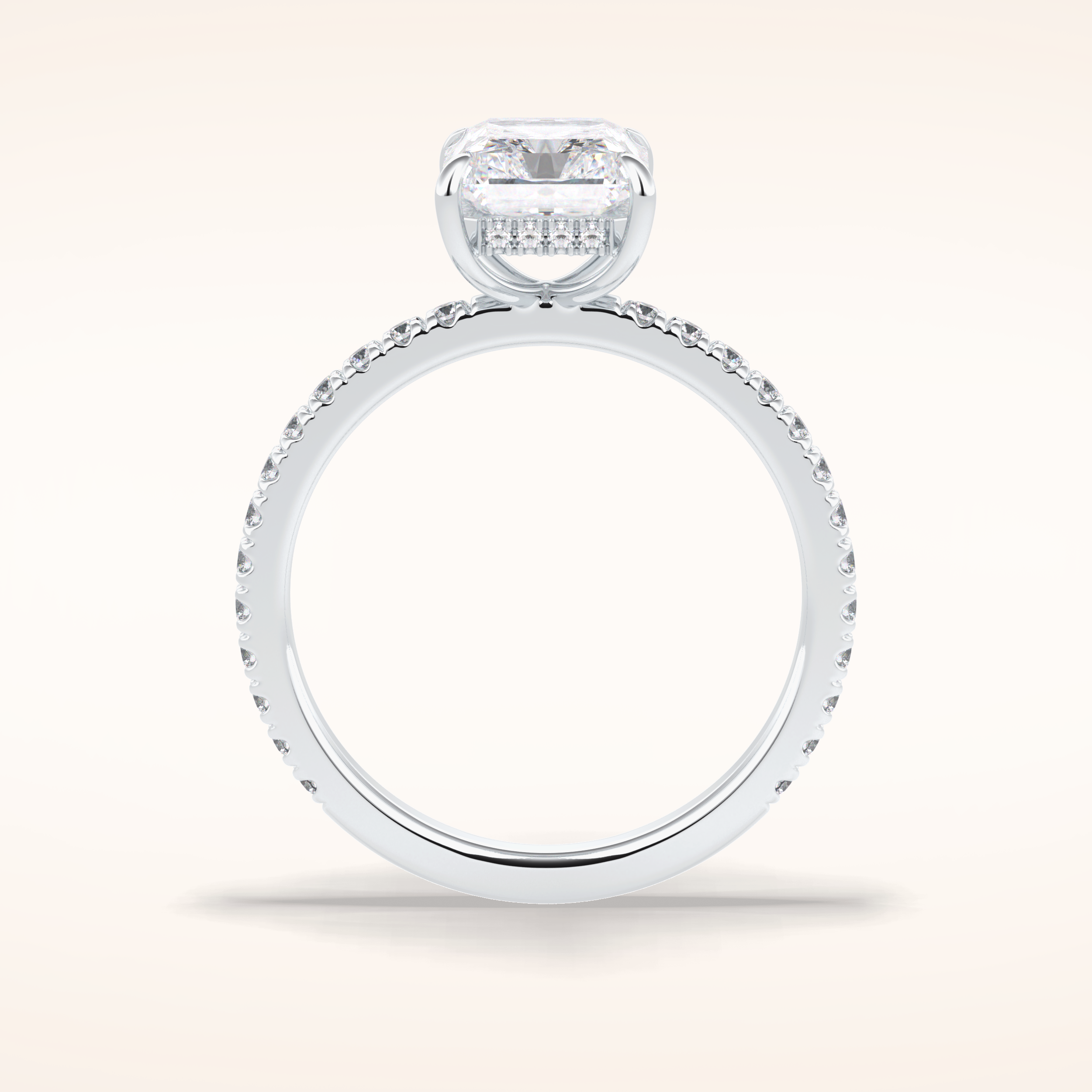 2.5 CT Radiant Shaped Pave Moissanite Engagement Ring