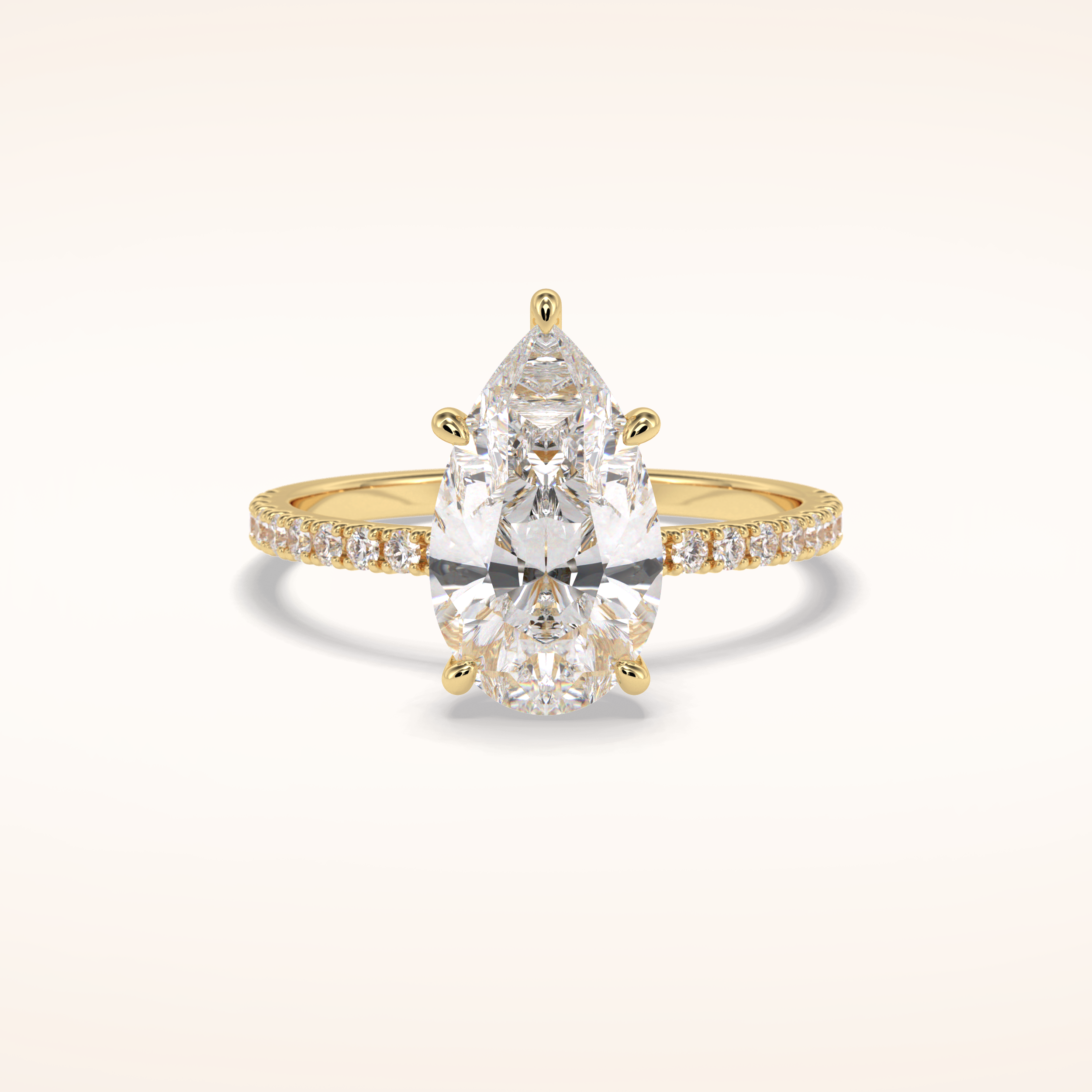2.5 CT Pear Shaped Pave Moissanite Engagement Ring
