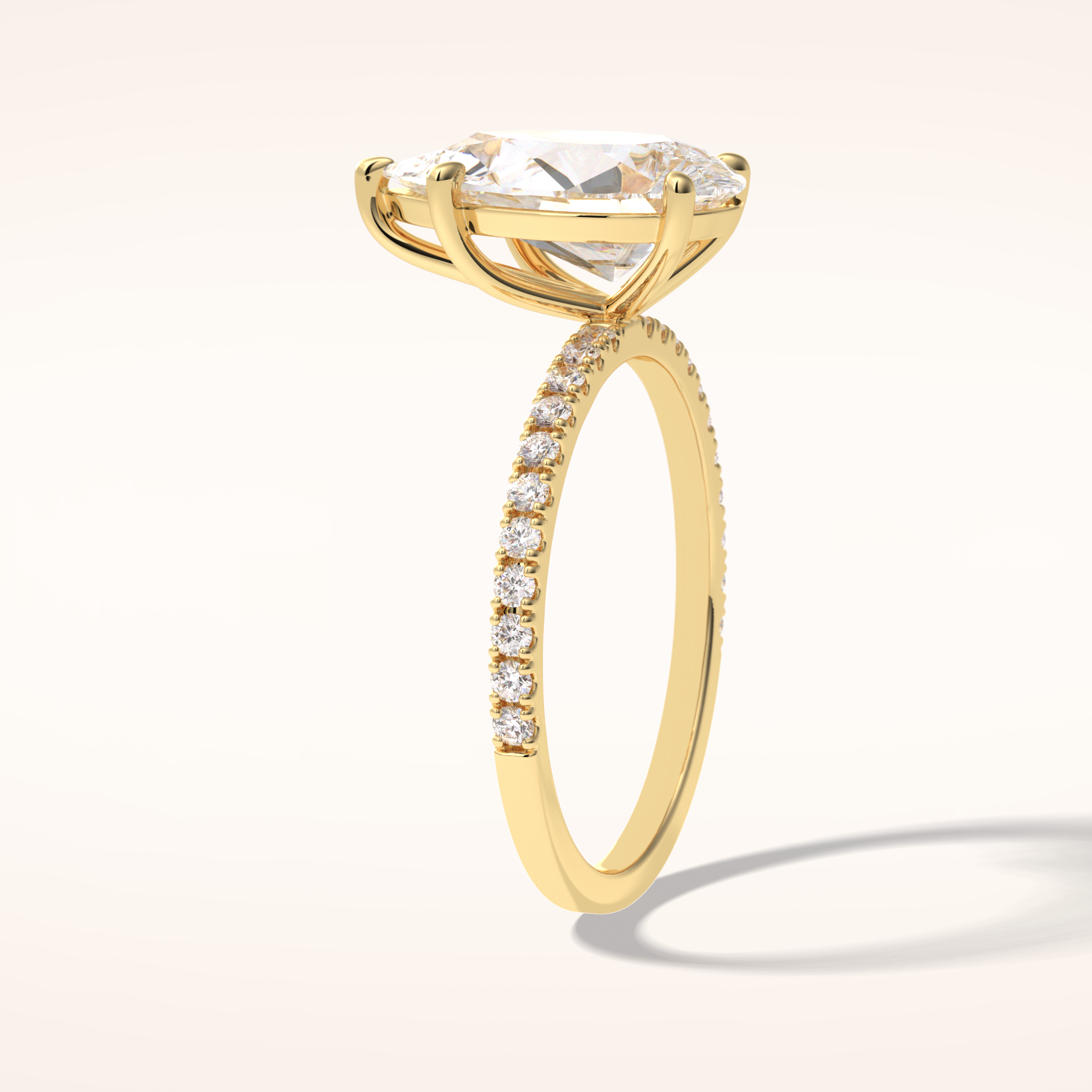 2.5 CT Pear Shaped Pave Moissanite Engagement Ring