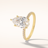 2.5 CT Pear Shaped Pave Moissanite Engagement Ring