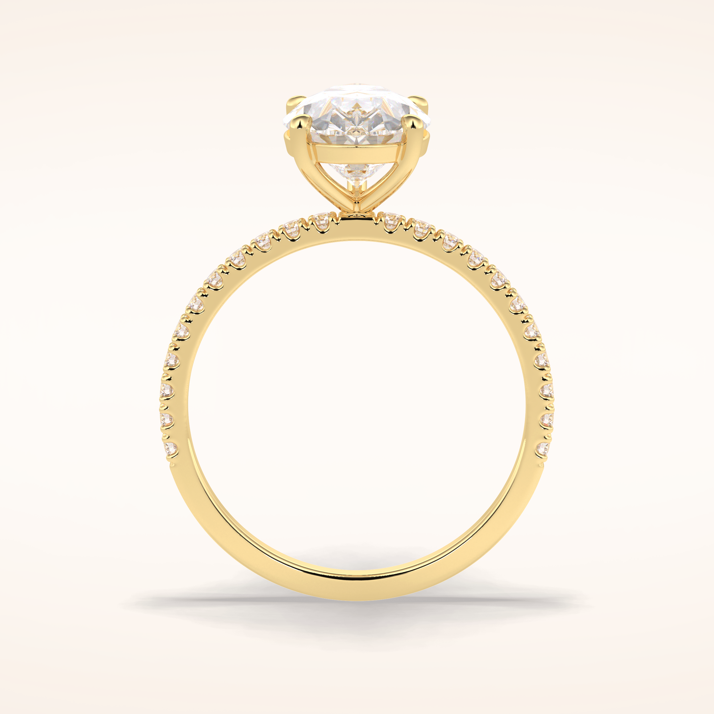 2.5 CT Pear Shaped Pave Moissanite Engagement Ring