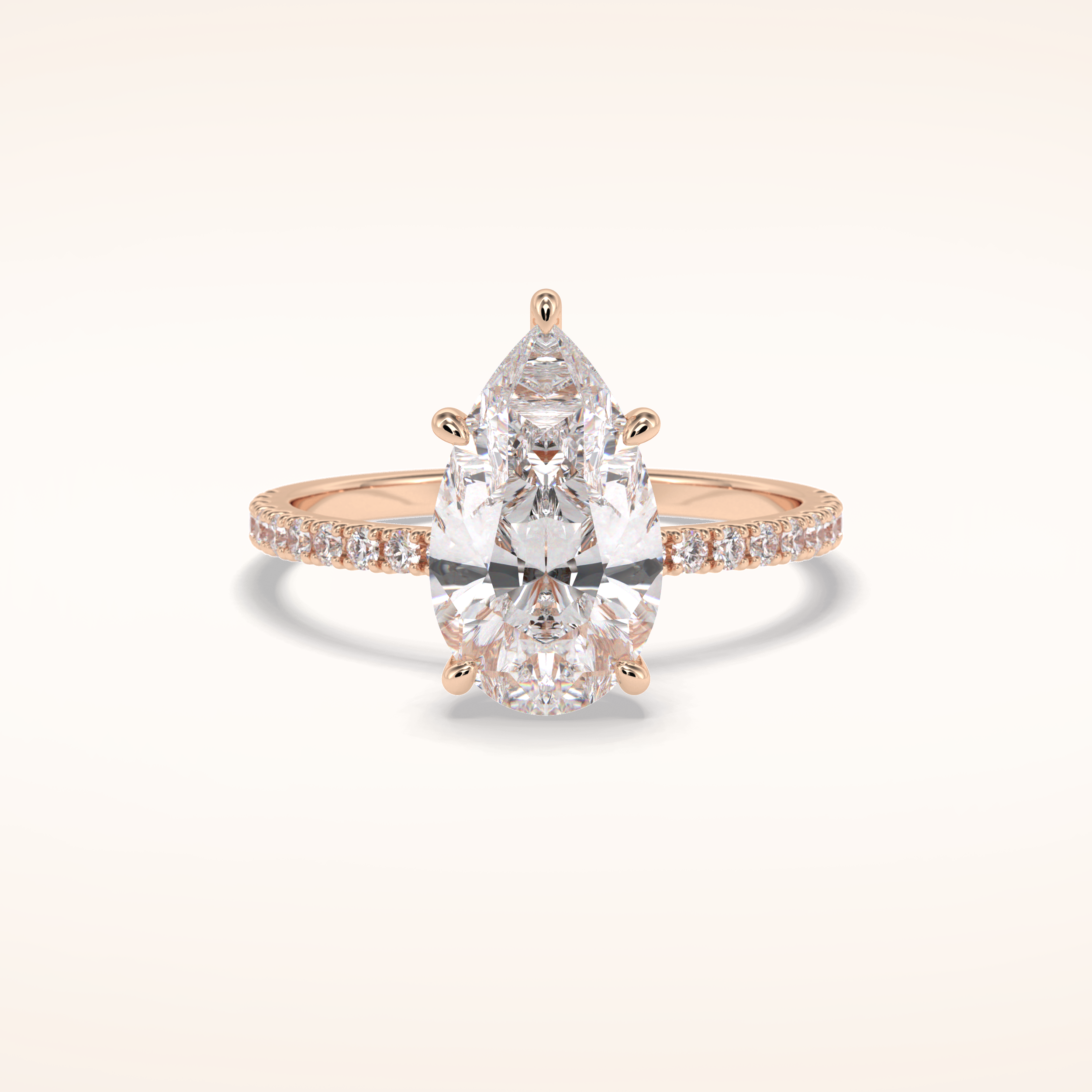 2.5 CT Pear Shaped Pave Moissanite Engagement Ring
