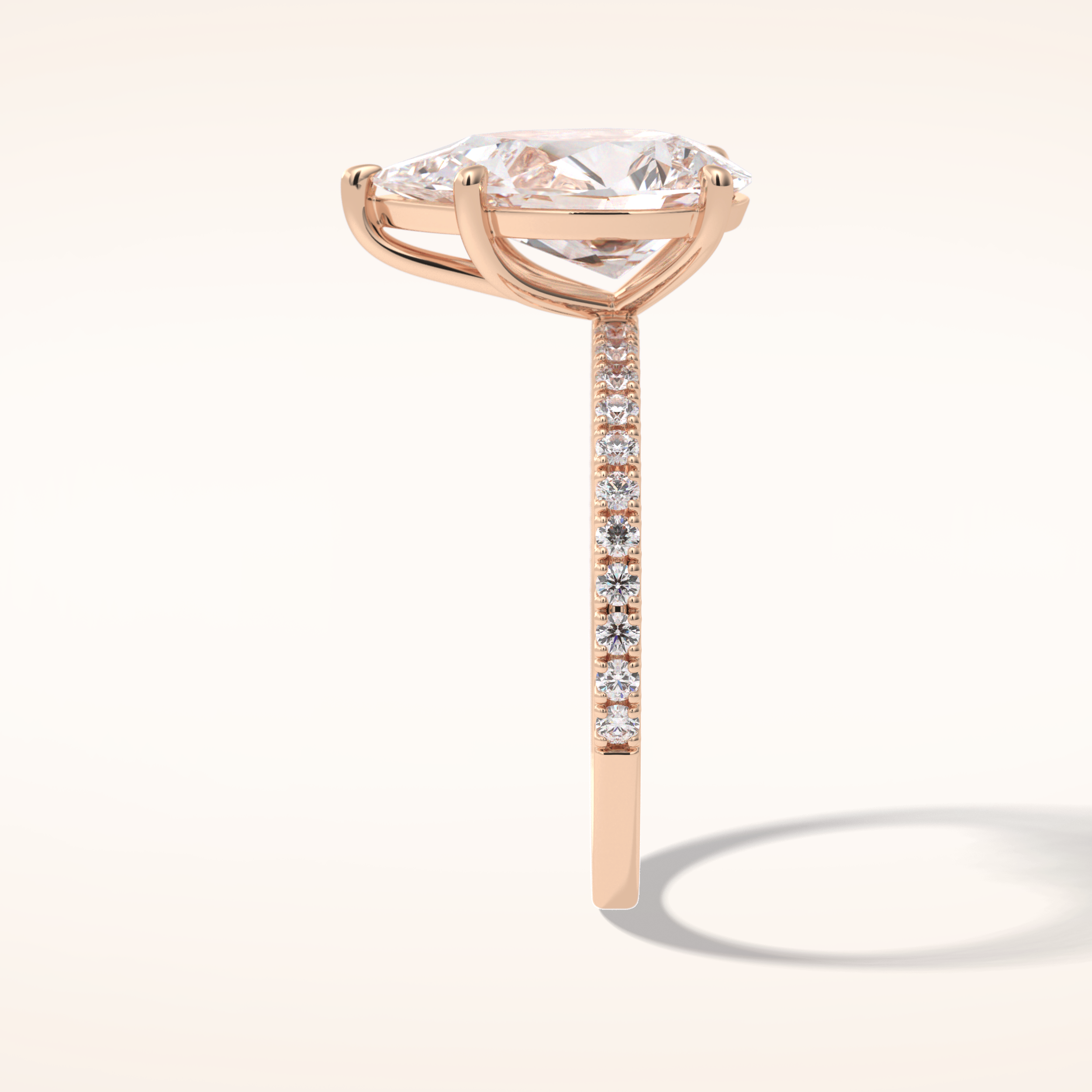 2.5 CT Pear Shaped Pave Moissanite Engagement Ring