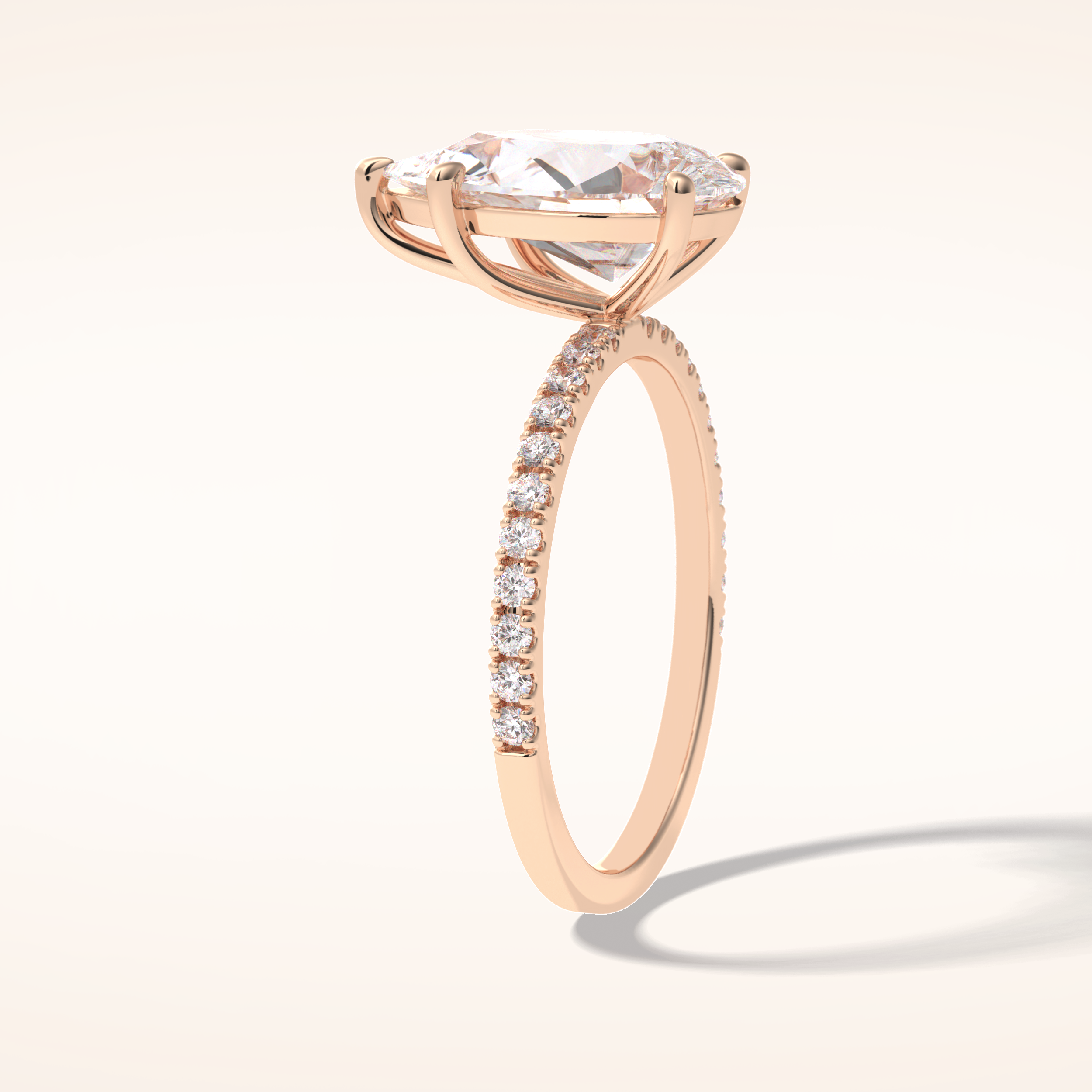 2.5 CT Pear Shaped Pave Moissanite Engagement Ring