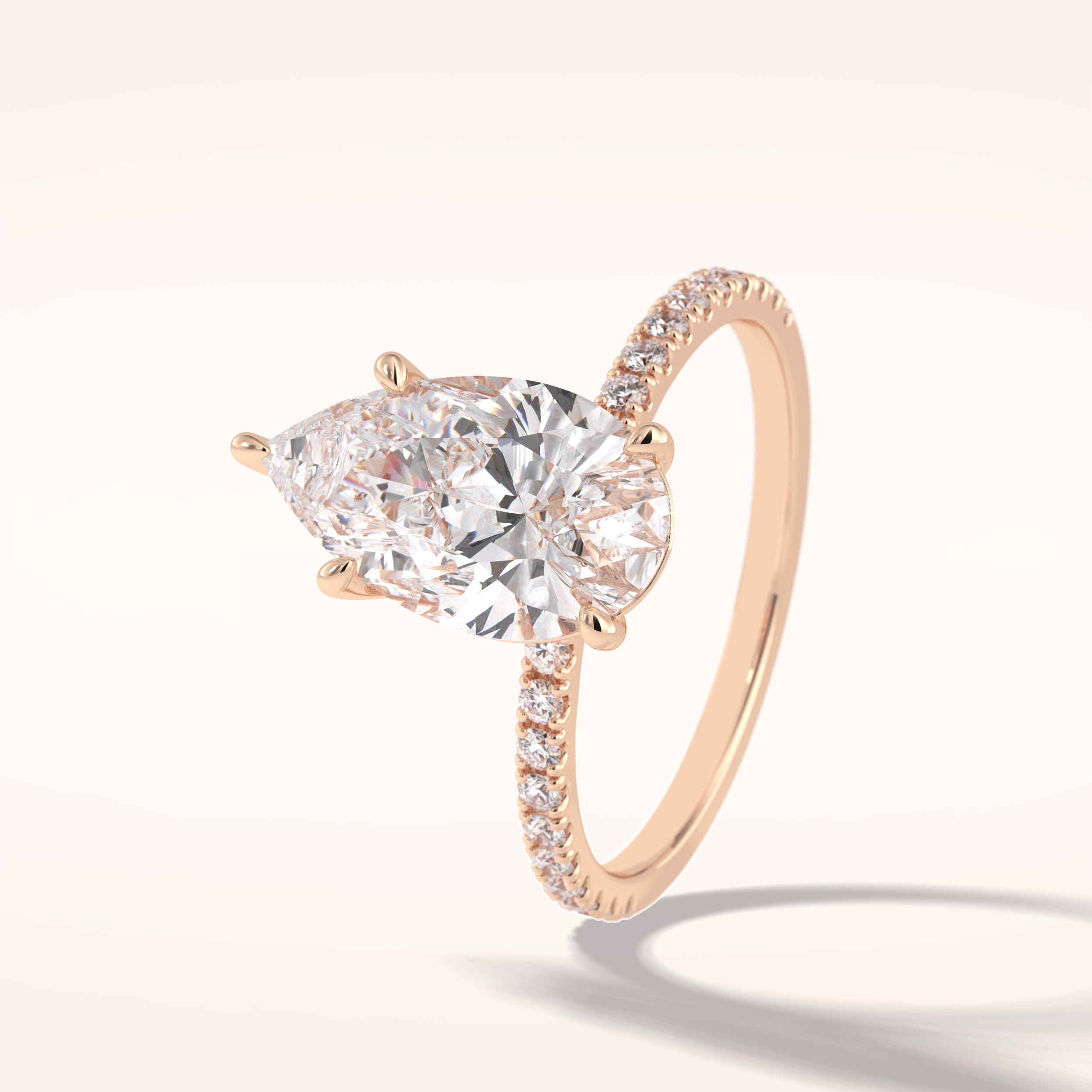 2.5 CT Pear Shaped Pave Moissanite Engagement Ring