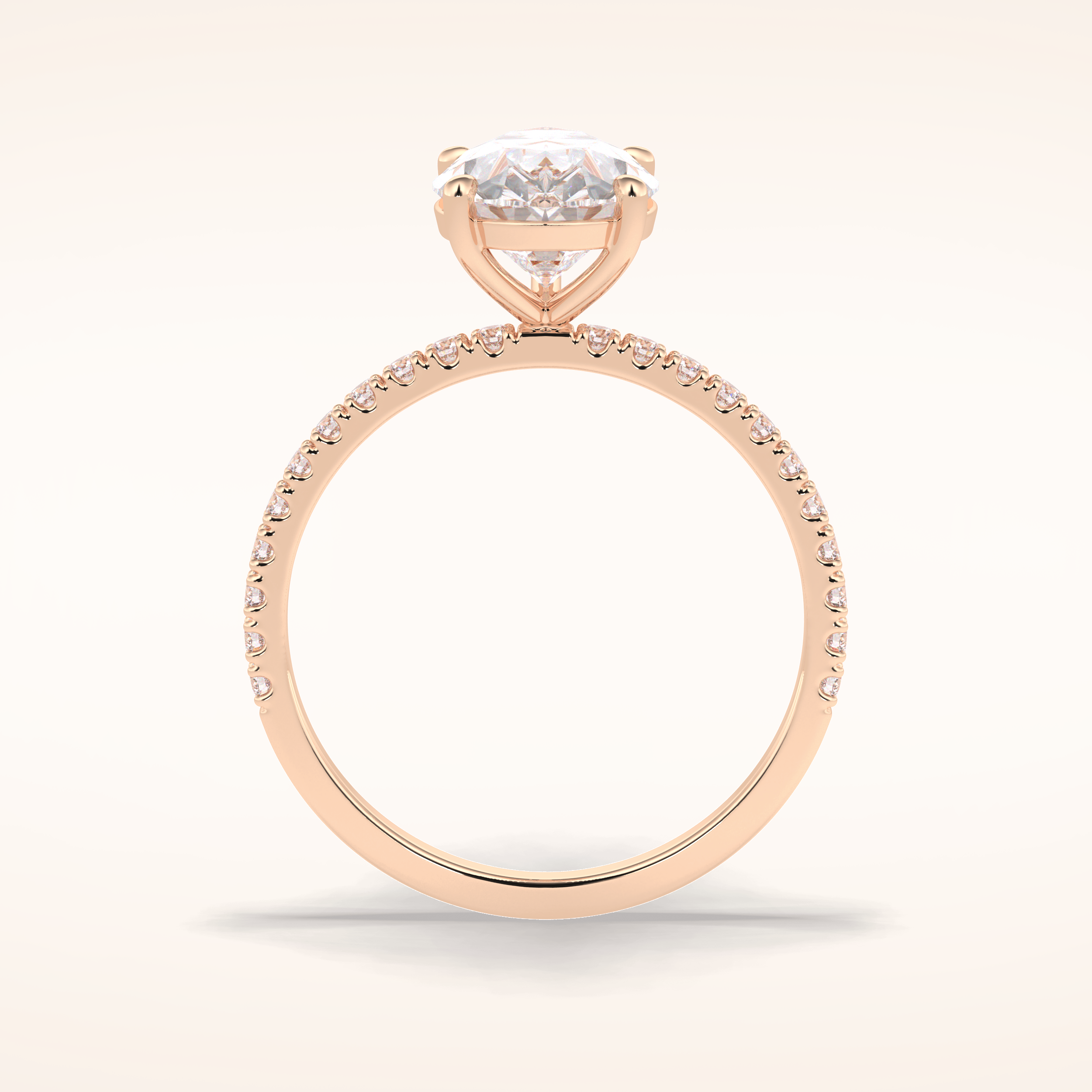 2.5 CT Pear Shaped Pave Moissanite Engagement Ring