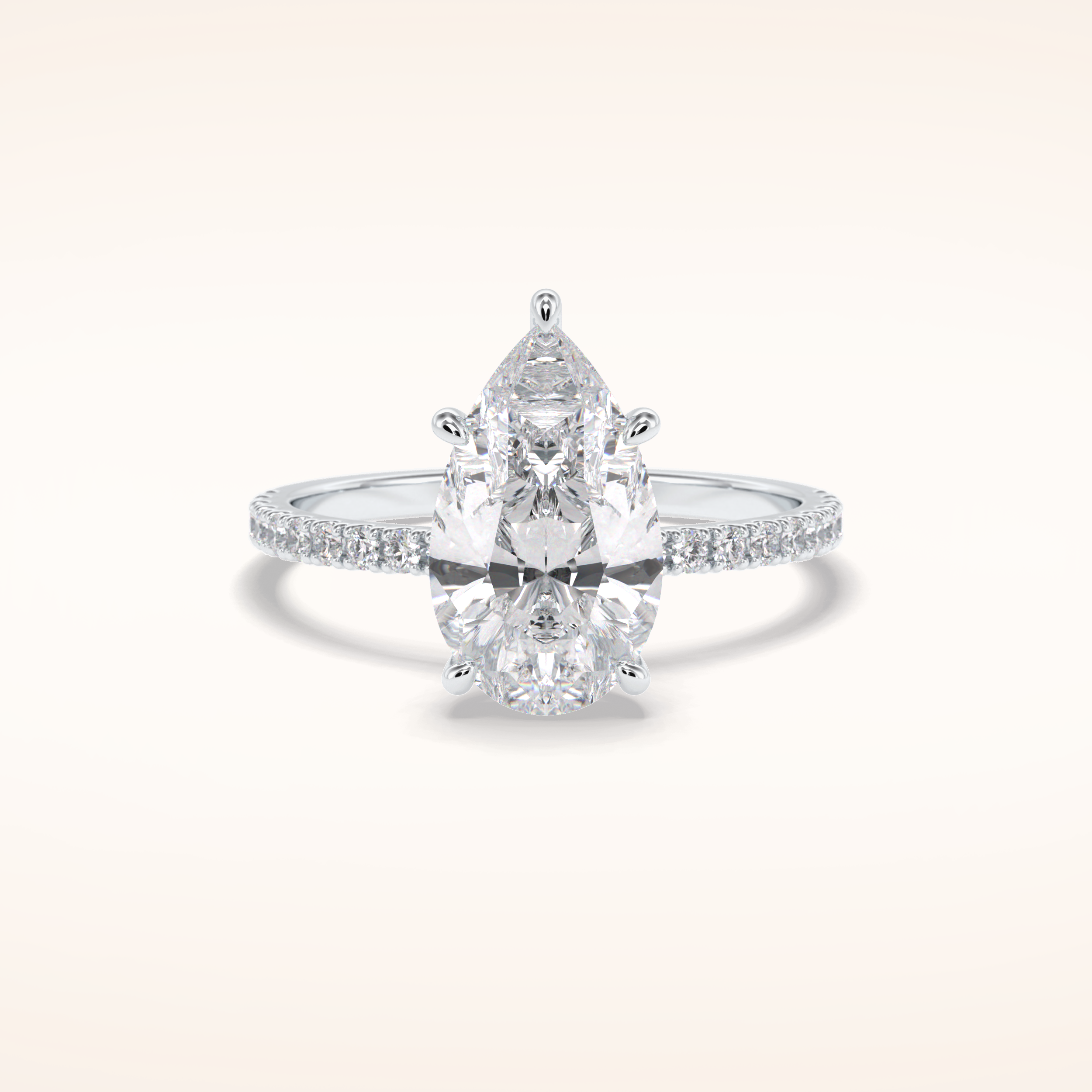 2.5 CT Pear Shaped Pave Moissanite Engagement Ring