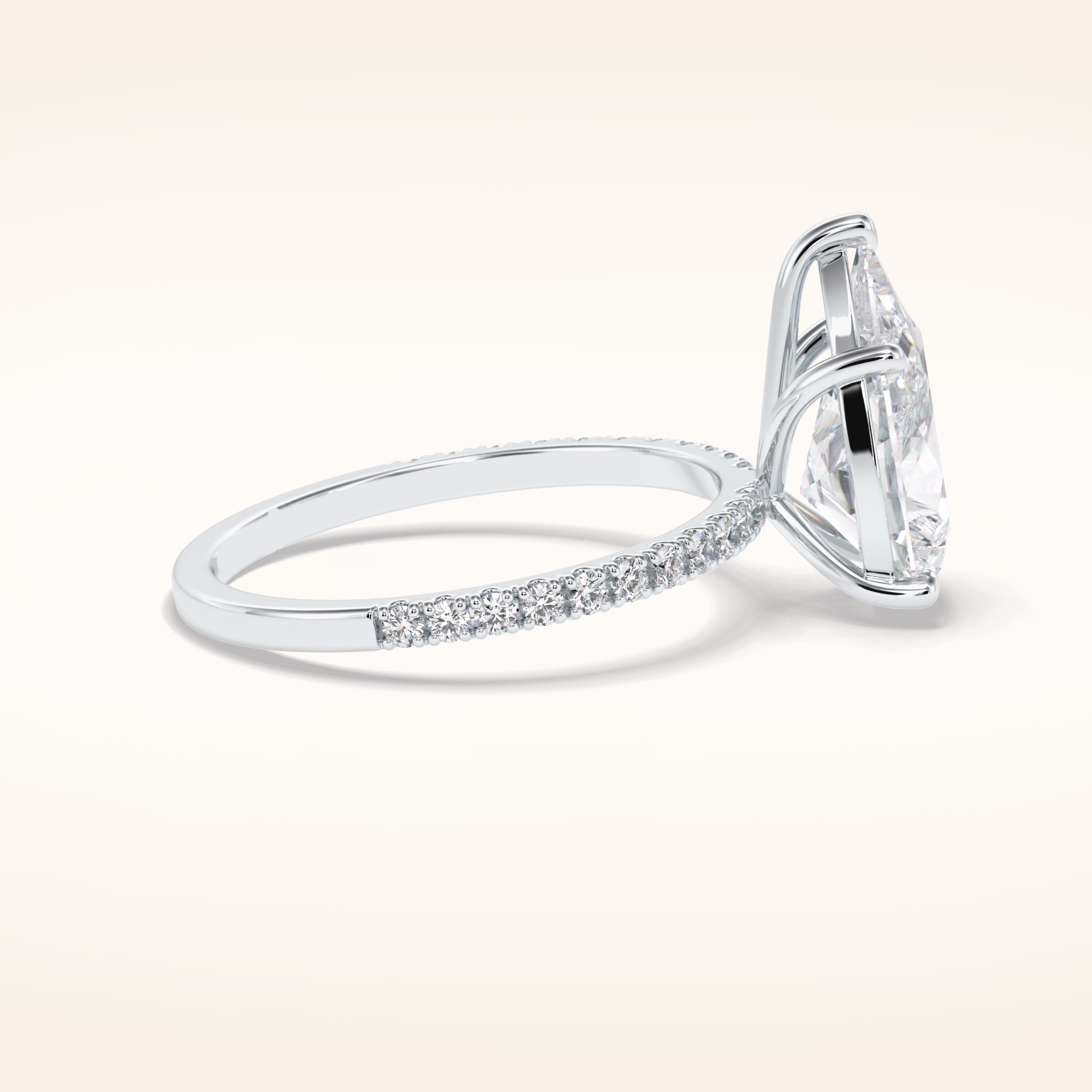 2.5 CT Pear Shaped Pave Moissanite Engagement Ring
