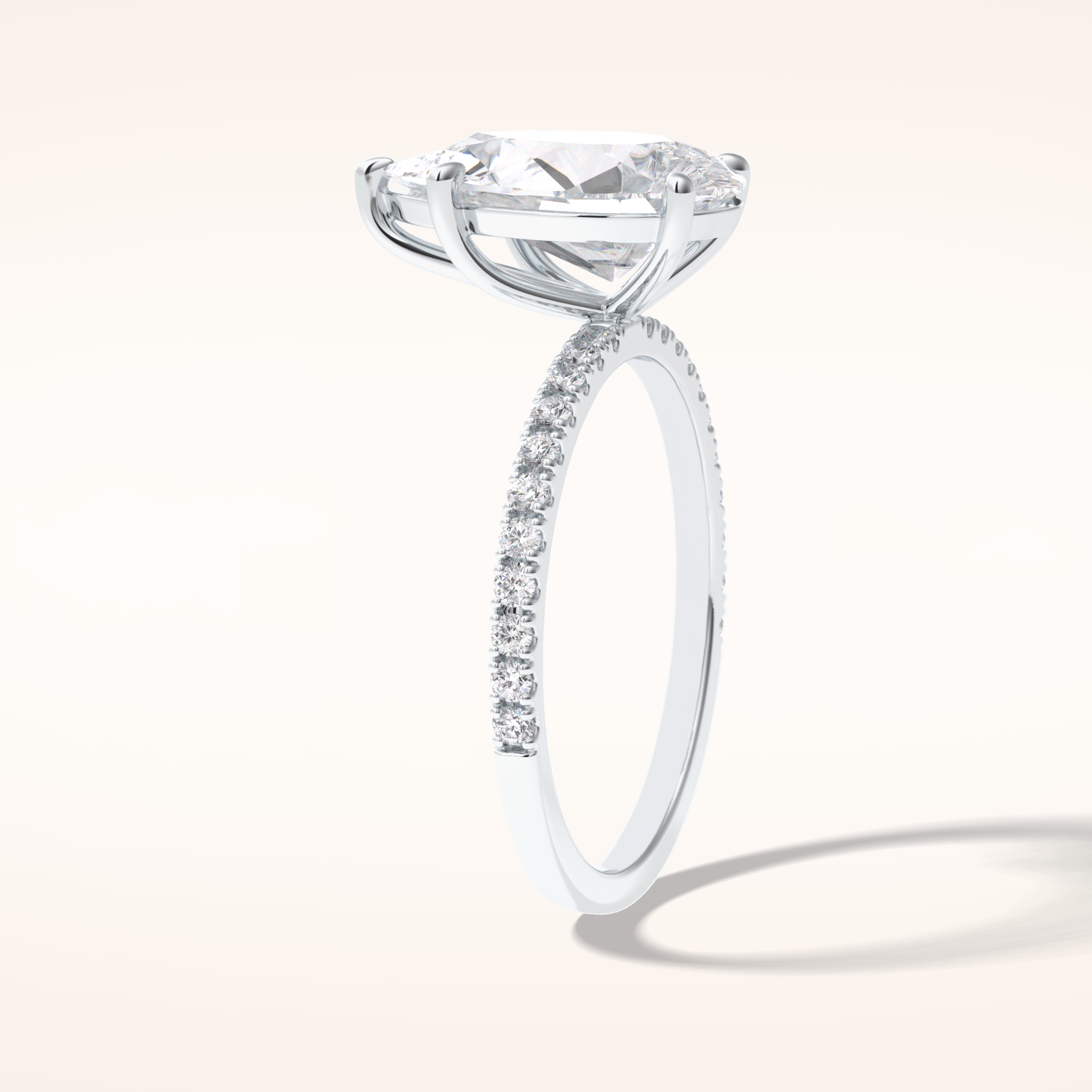 2.5 CT Pear Shaped Pave Moissanite Engagement Ring