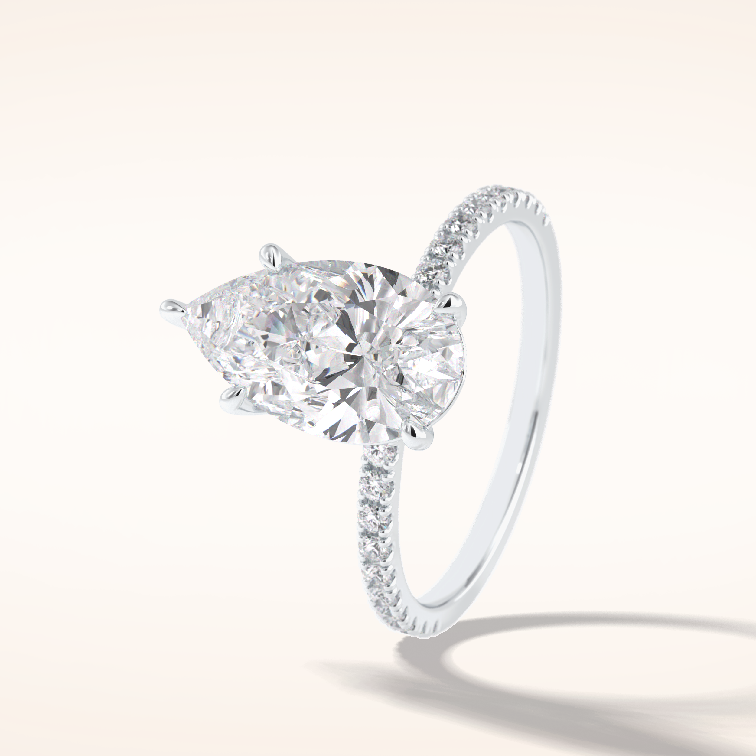 2.5 CT Pear Shaped Pave Moissanite Engagement Ring